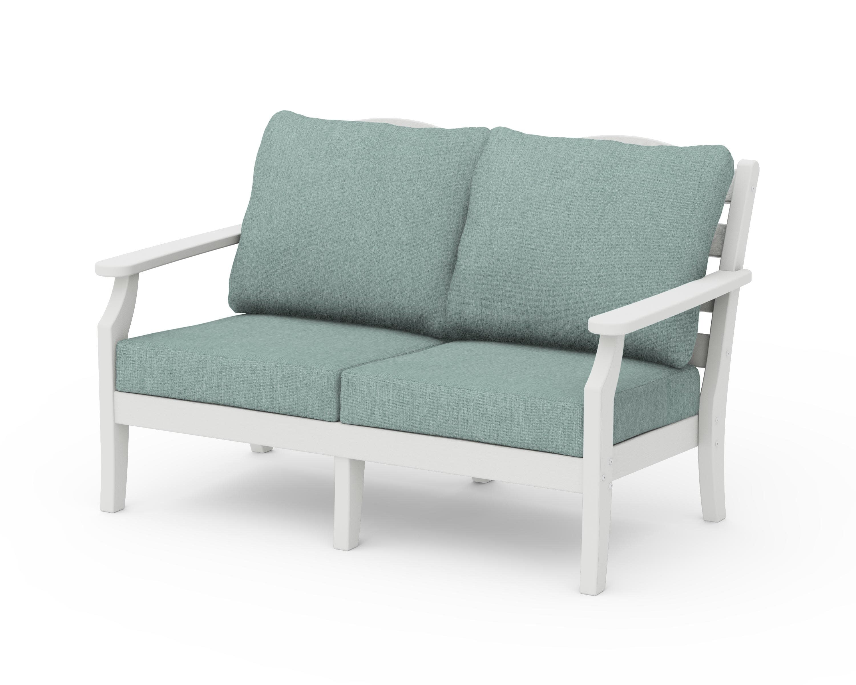Savannah Deep Seating Loveseat in Vintage White / Glacier Spa