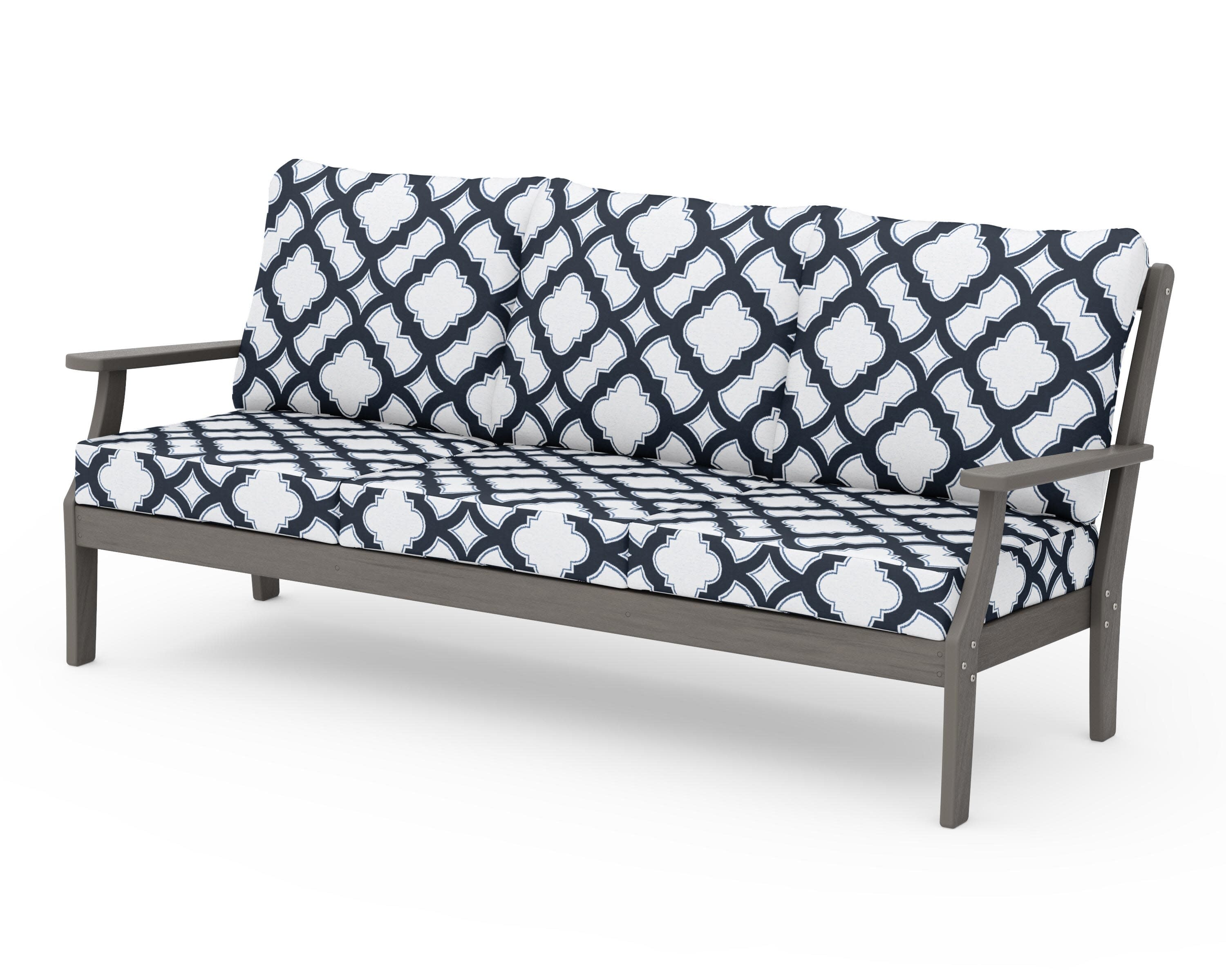 Braxton Deep Seating Sofa in Driftwood / Trellis Marine Indigo