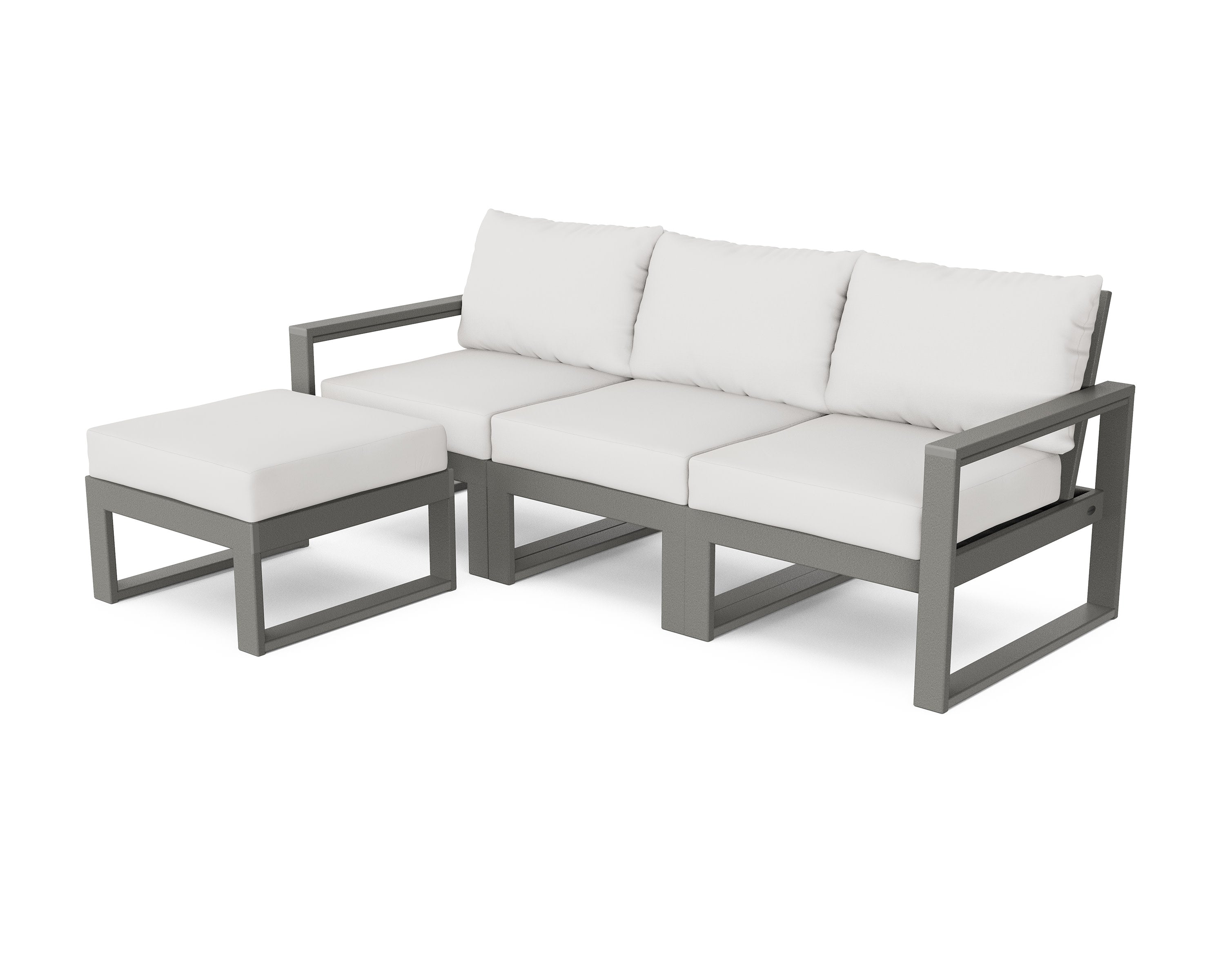 EDGE 4-Piece Modular Deep Seating Set with Ottoman in Slate Grey / Natural Linen