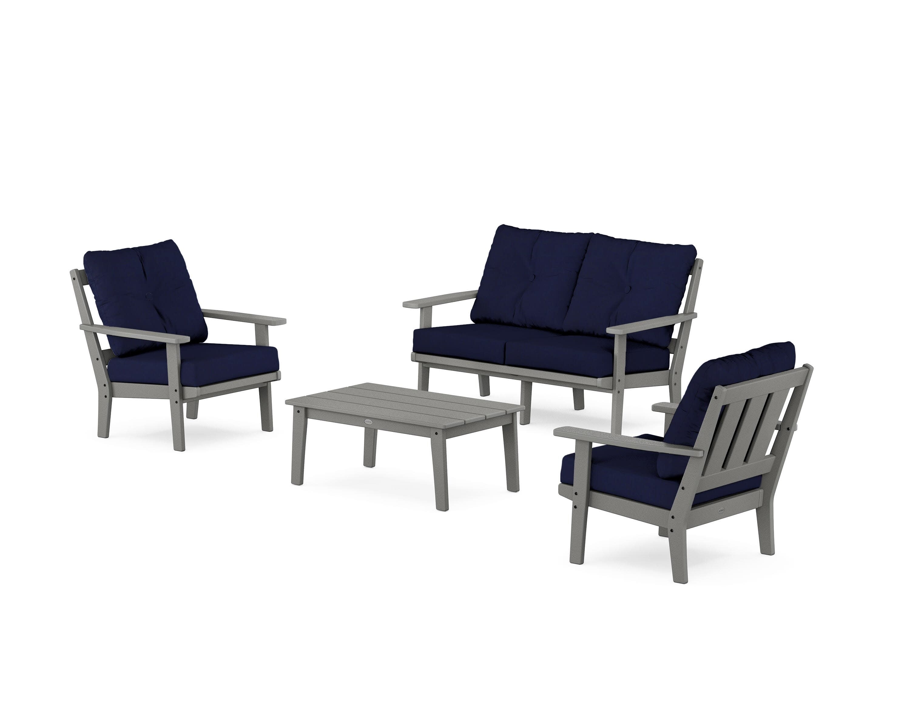 Oxford 4-Piece Deep Seating Set with Loveseat in Slate Grey / Navy