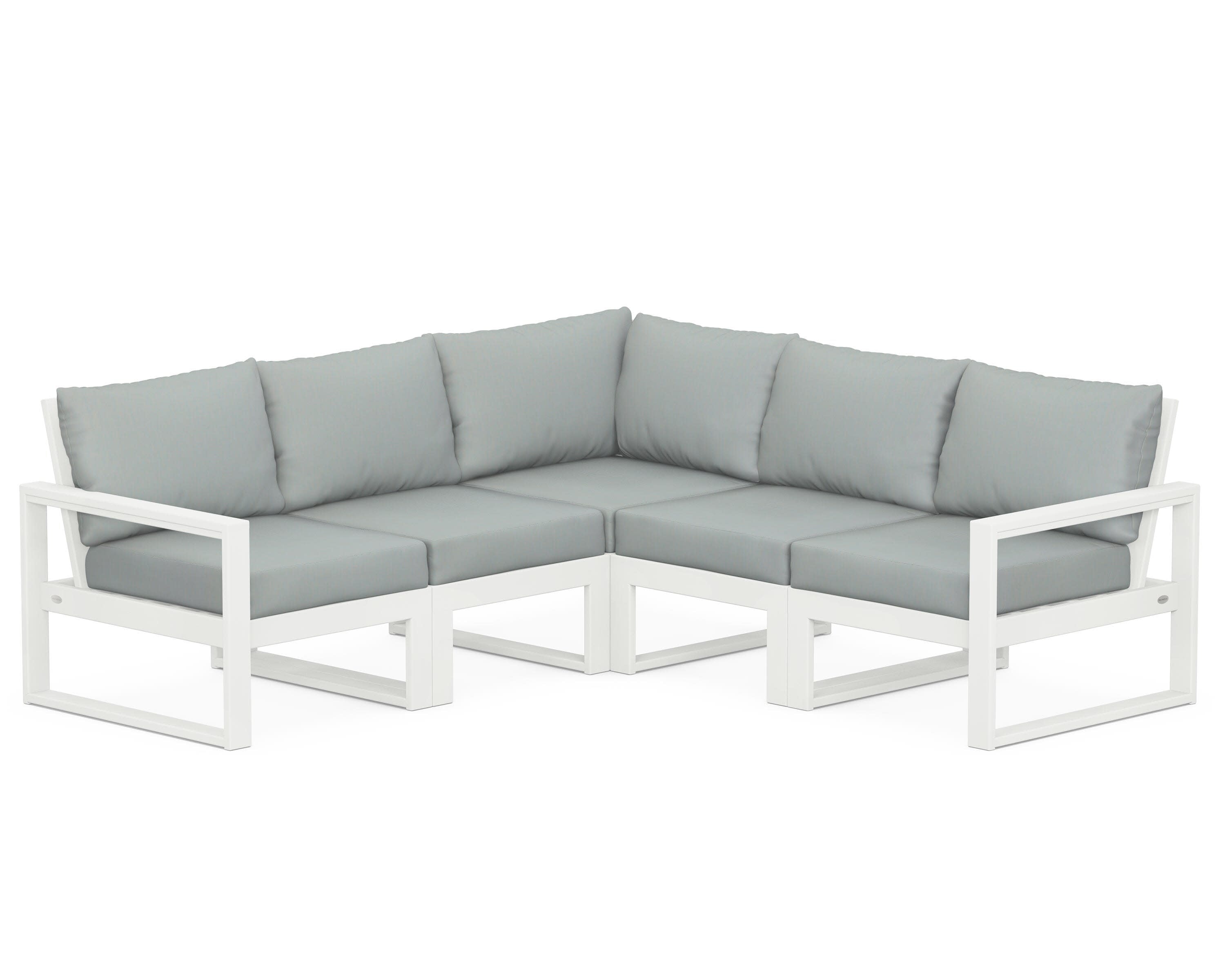EDGE 5-Piece Modular Deep Seating Set in Vintage White / Spa