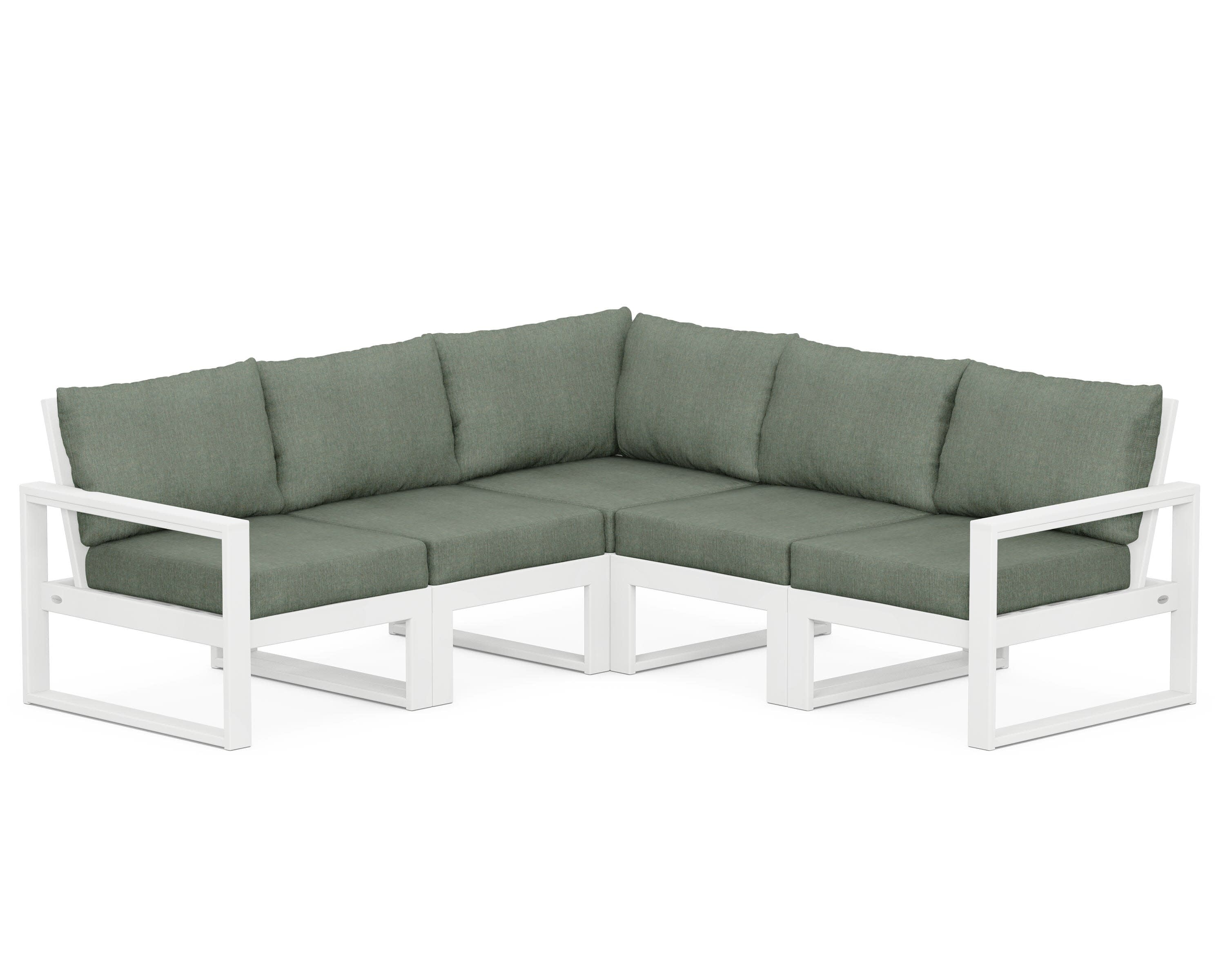EDGE 5-Piece Modular Deep Seating Set in White / Cast Sage