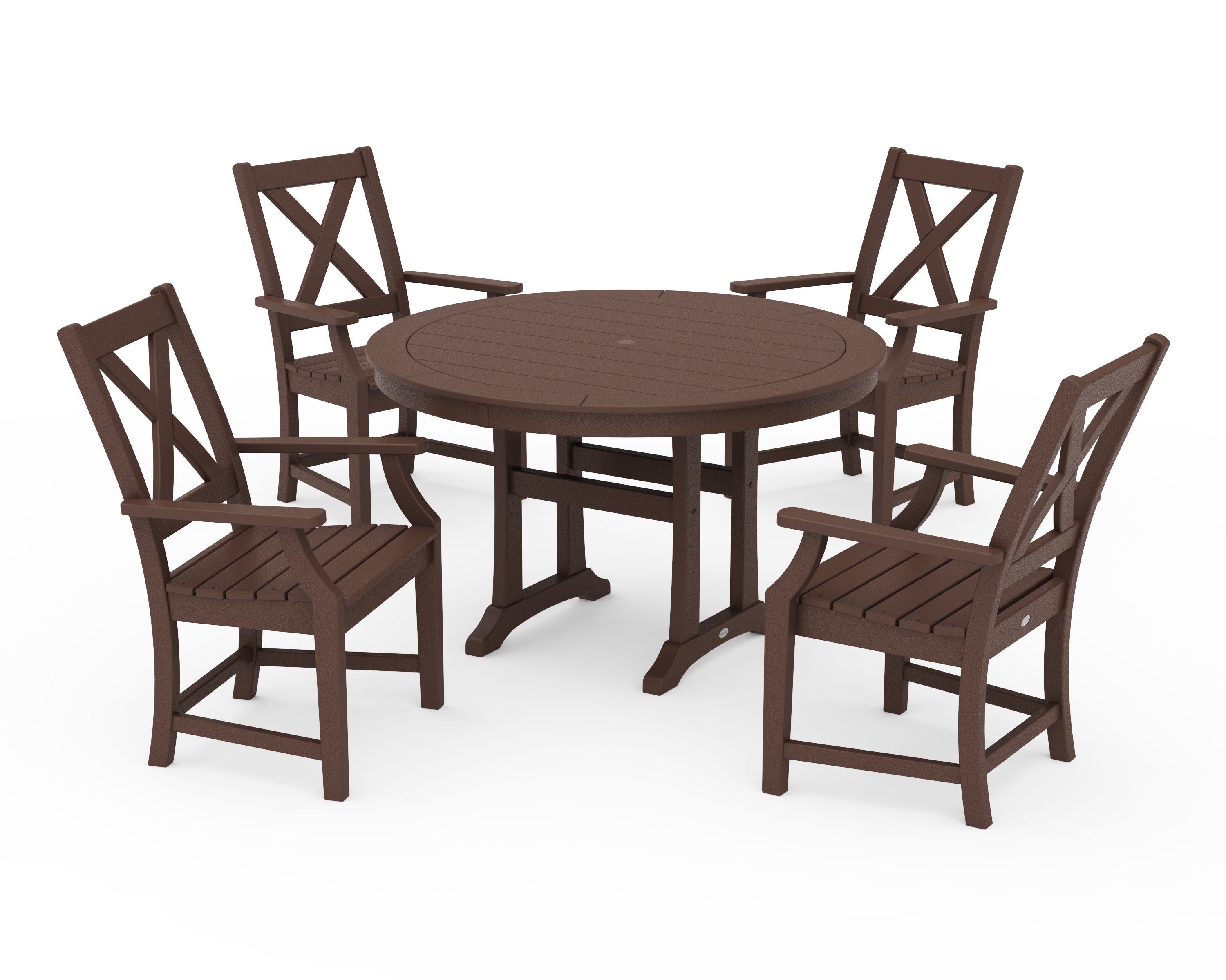 Braxton 5-Piece Nautical Trestle Arm Chair Dining Set in Mahogany
