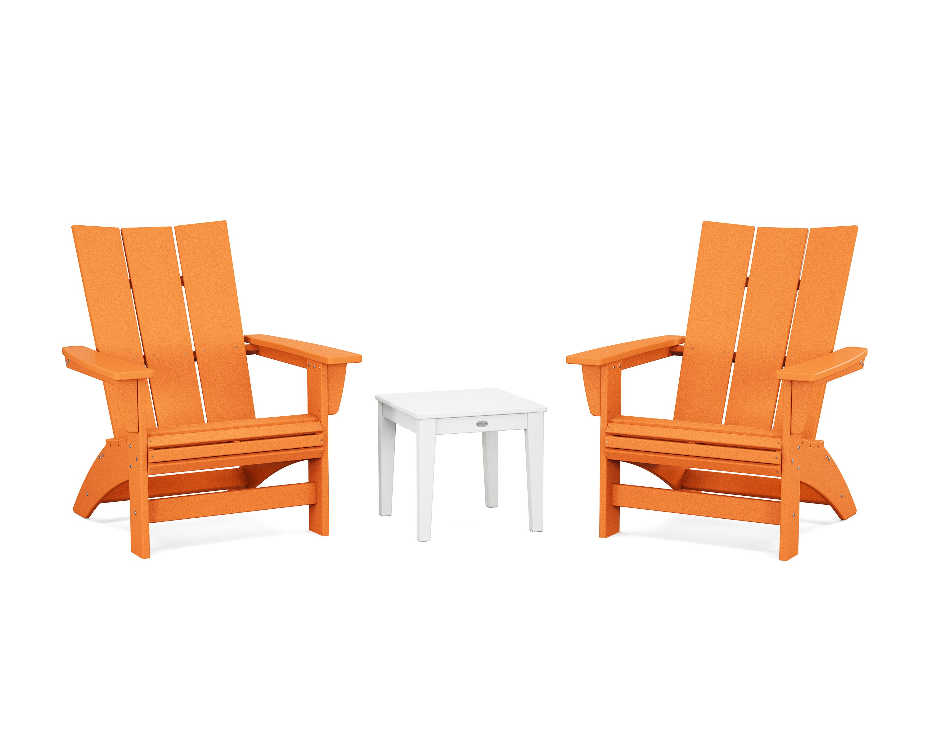 3-Piece Modern Grand Adirondack Set in Tangerine / White