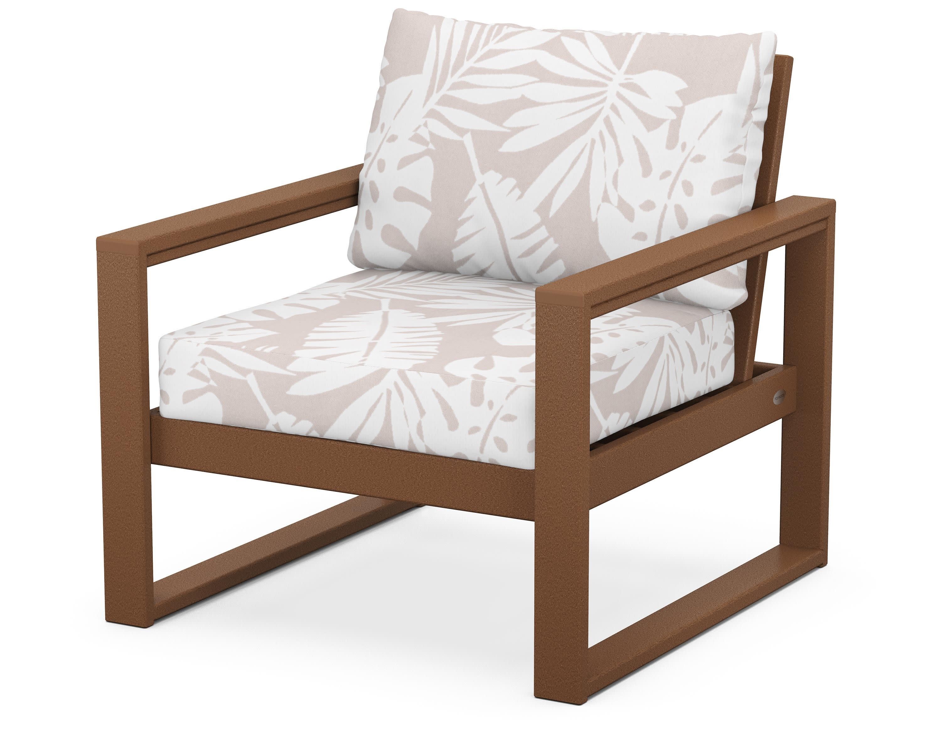 EDGE Club Chair in Teak / Leaf Dune Burlap