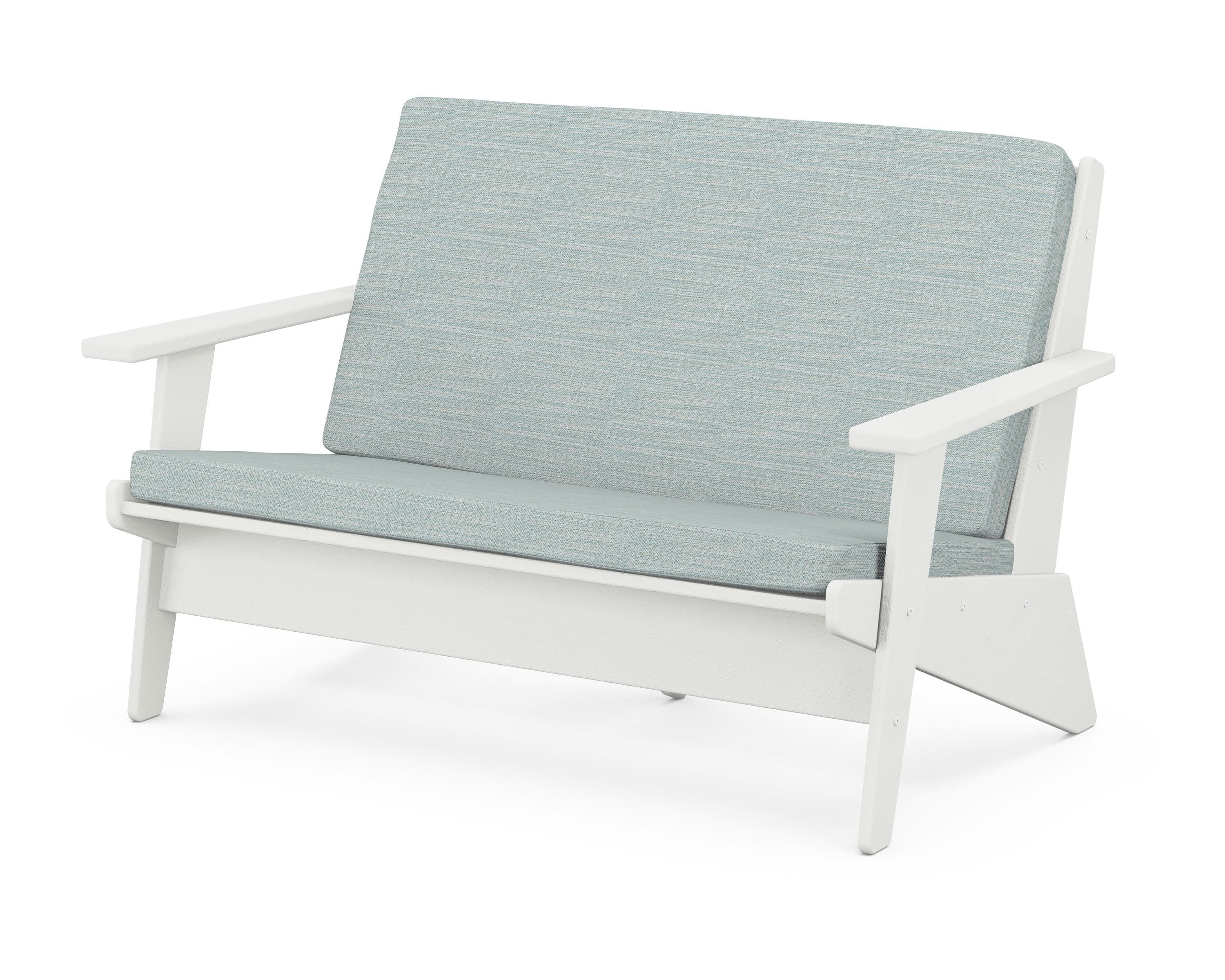 Riviera Modern Lounge Loveseat in Vintage White / Soothe Mist