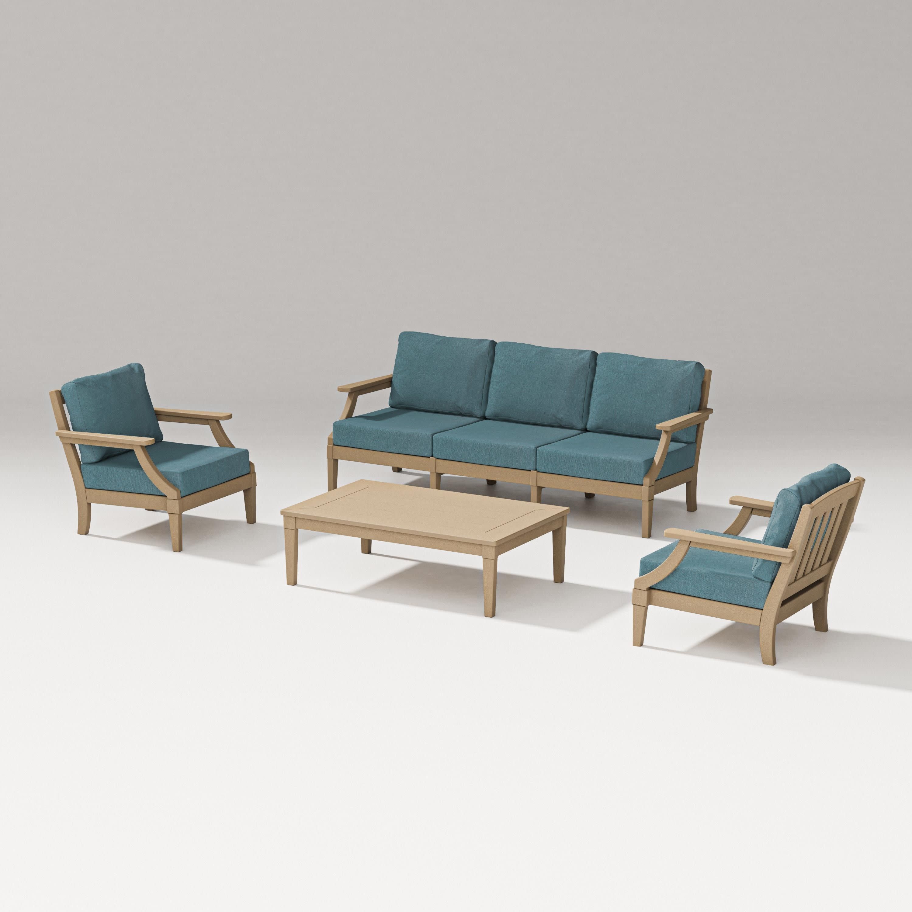 Estate 4-Piece Lounge Sofa Set in Vintage Sahara / Ocean Teal
