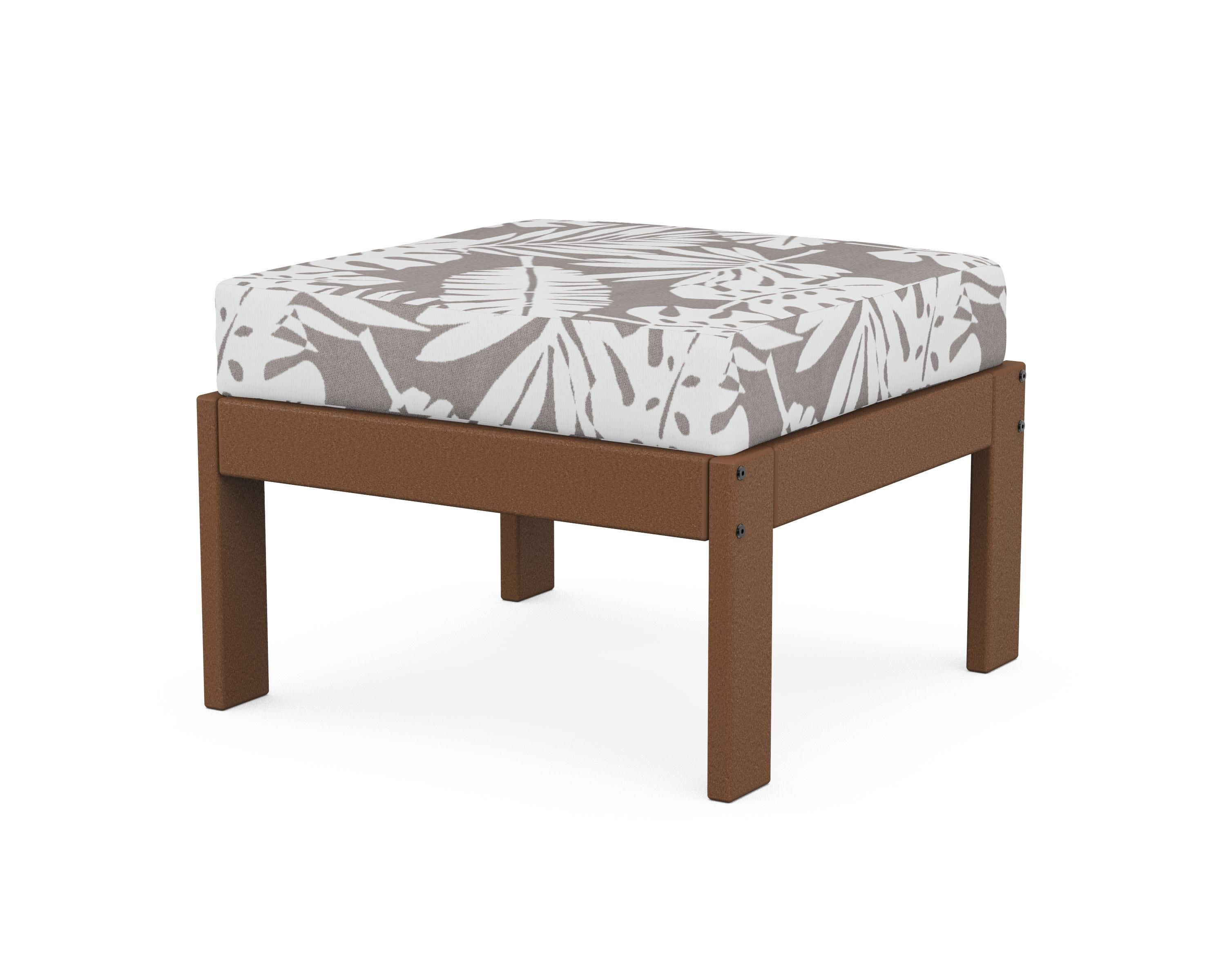 Vineyard Modular Ottoman in Teak / Leaf Grey Mist
