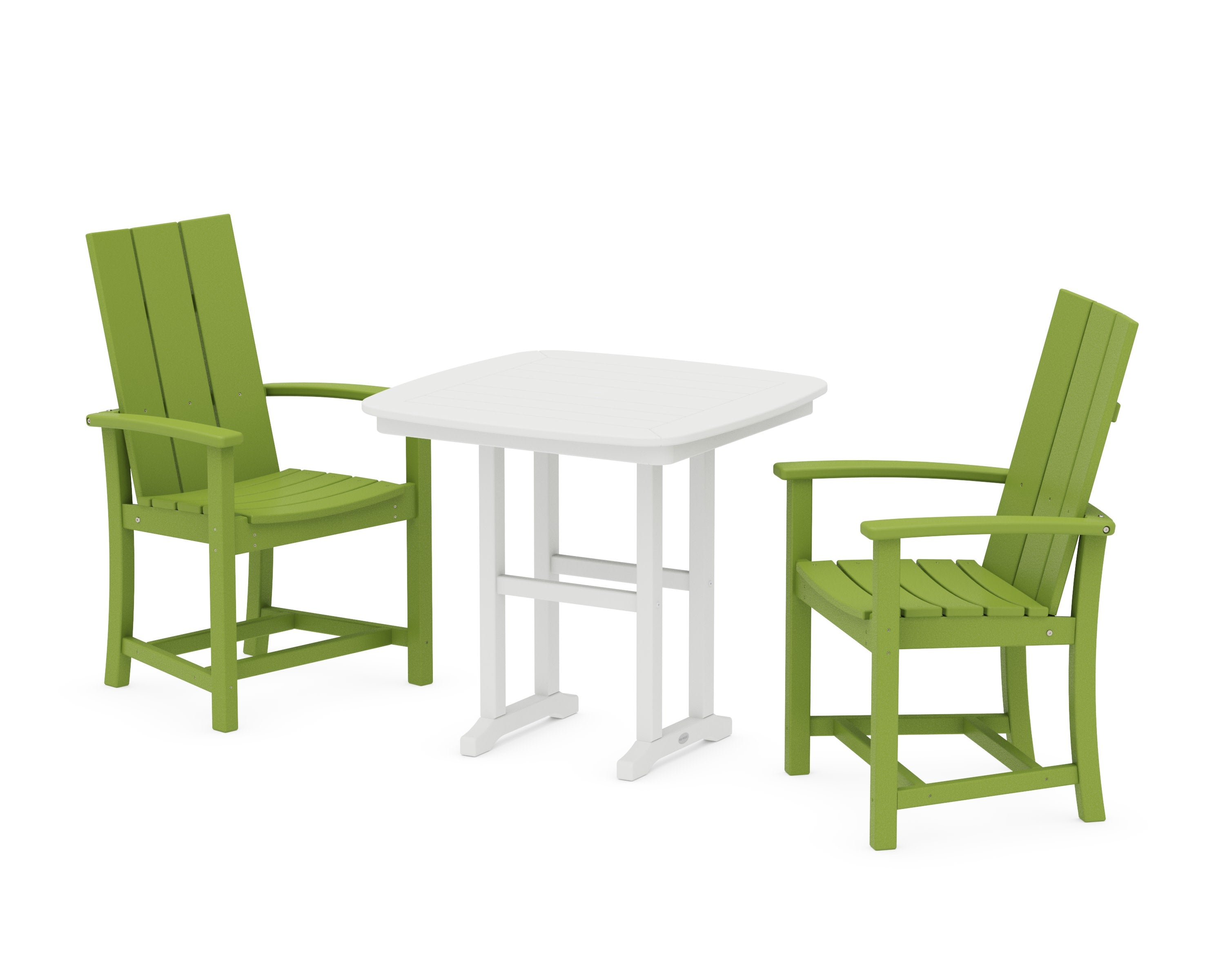 Modern Adirondack 3-Piece Dining Set in Lime / White