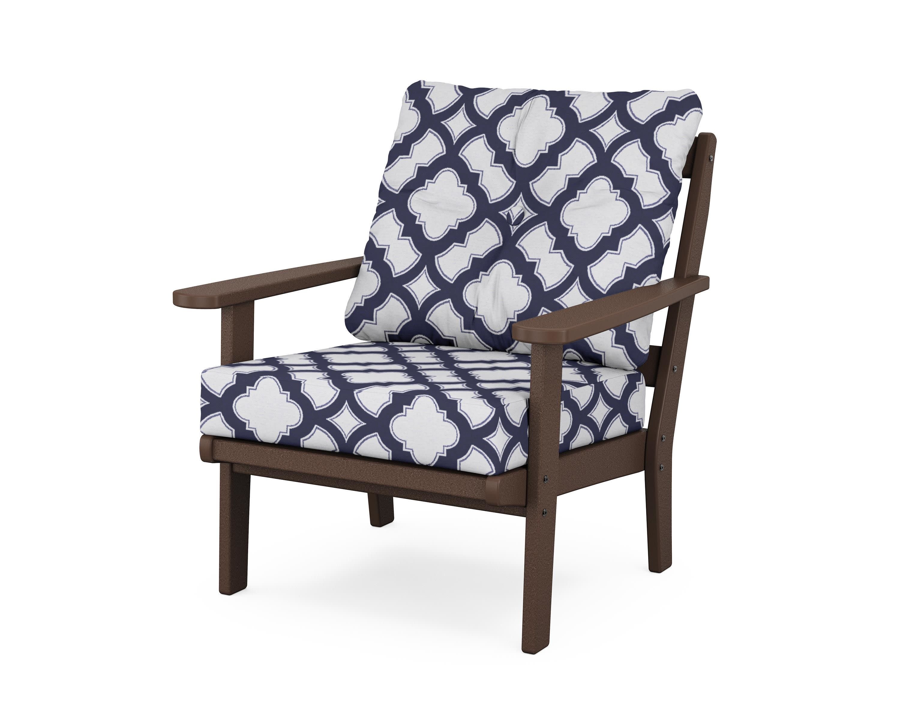 Mission Deep Seating Chair in Mahogany / Trellis Navy