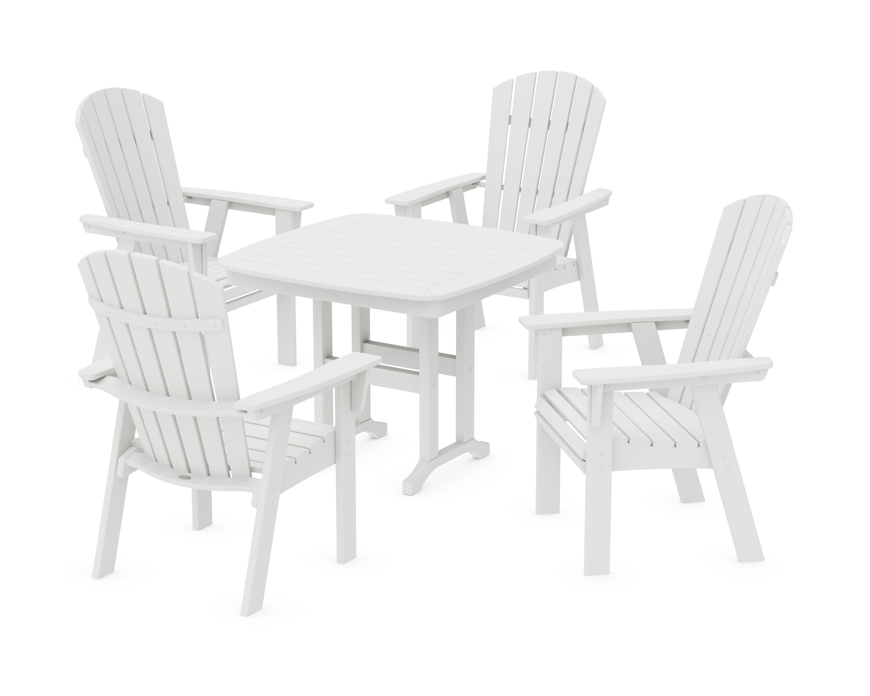 Nautical Curveback Adirondack 5-Piece Dining Set in White