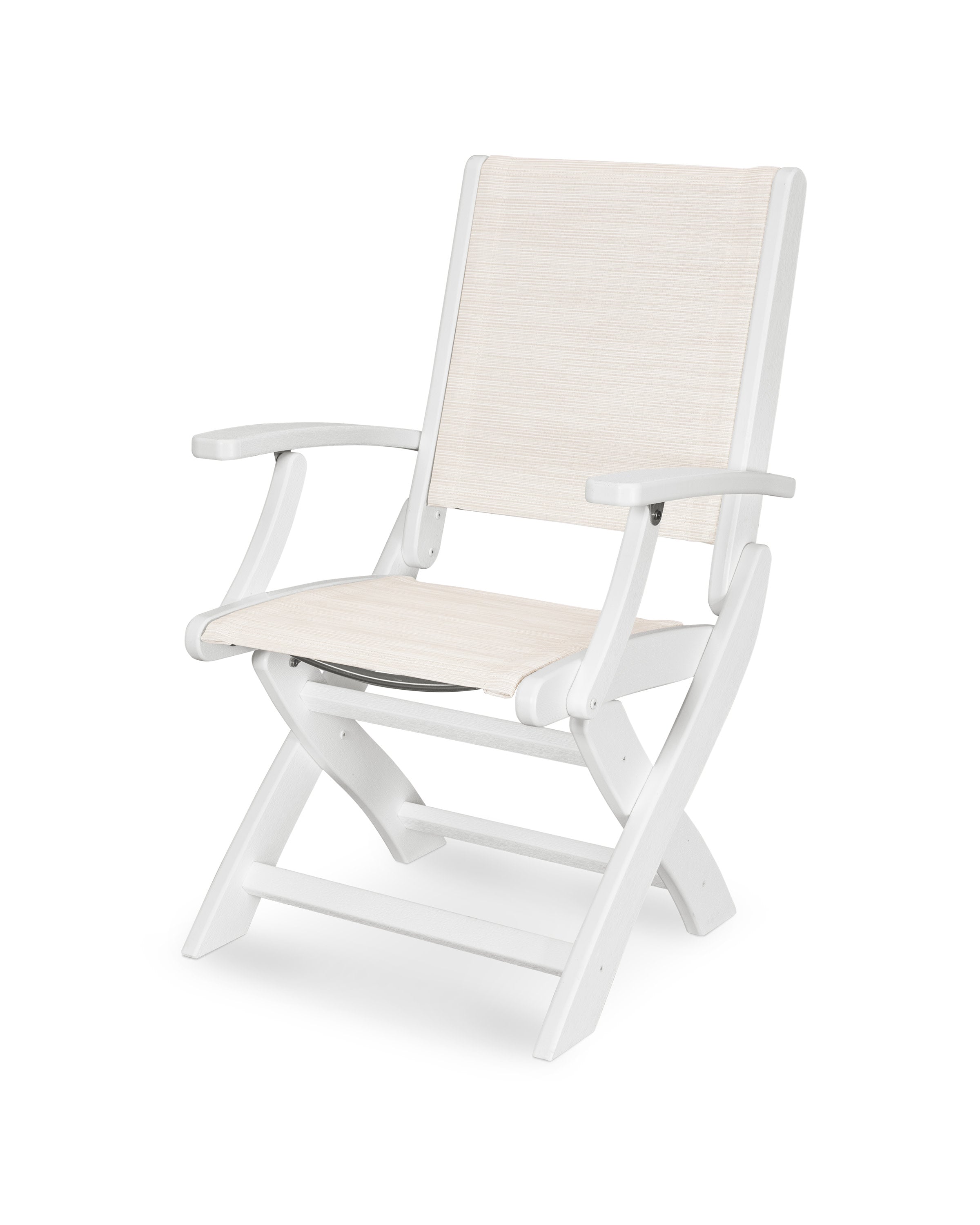 Coastal Folding Chair in Vintage White / Parchment Sling