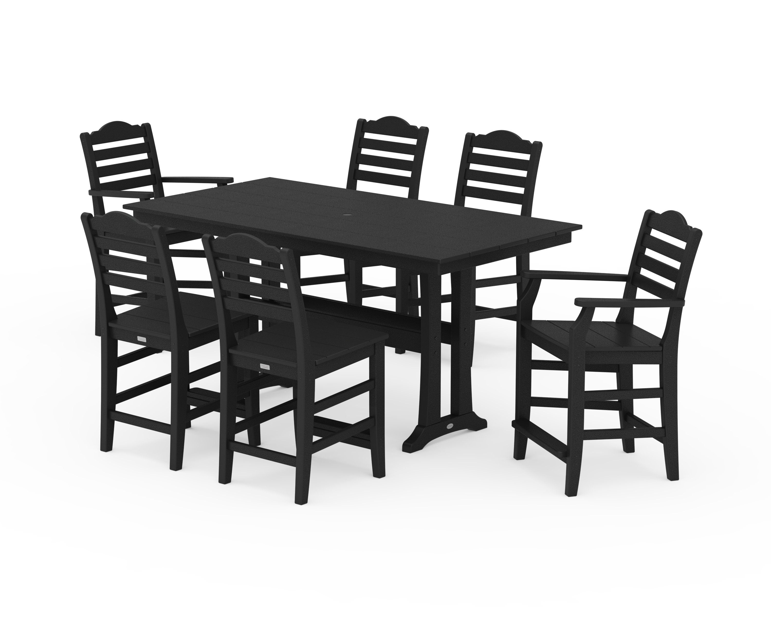 Savannah 7-Piece Farmhouse Counter Set with Trestle Legs in Black
