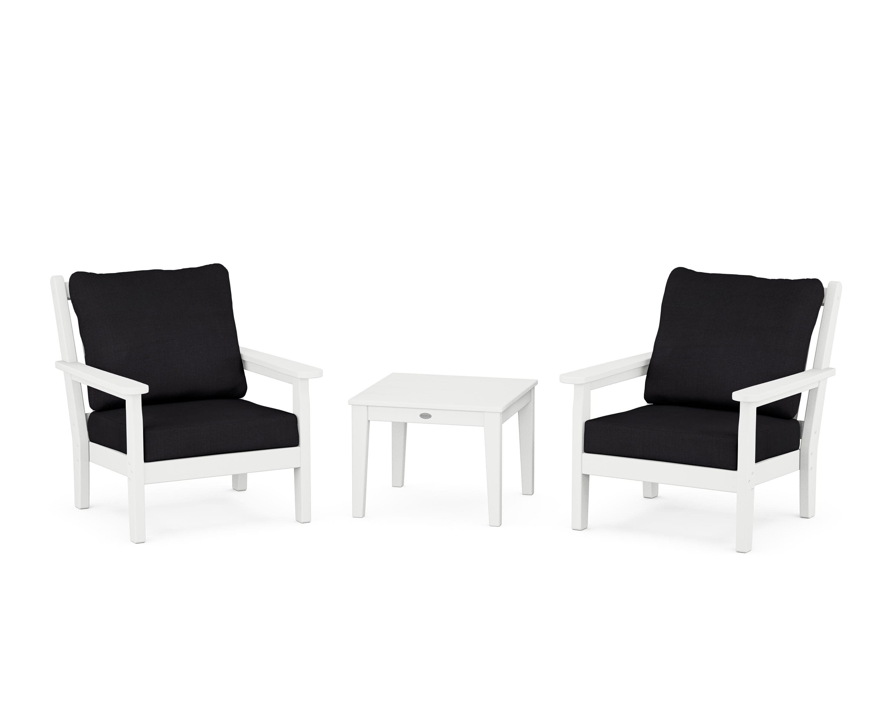 Chippendale 3-Piece Deep Seating Set in White / Midnight Linen