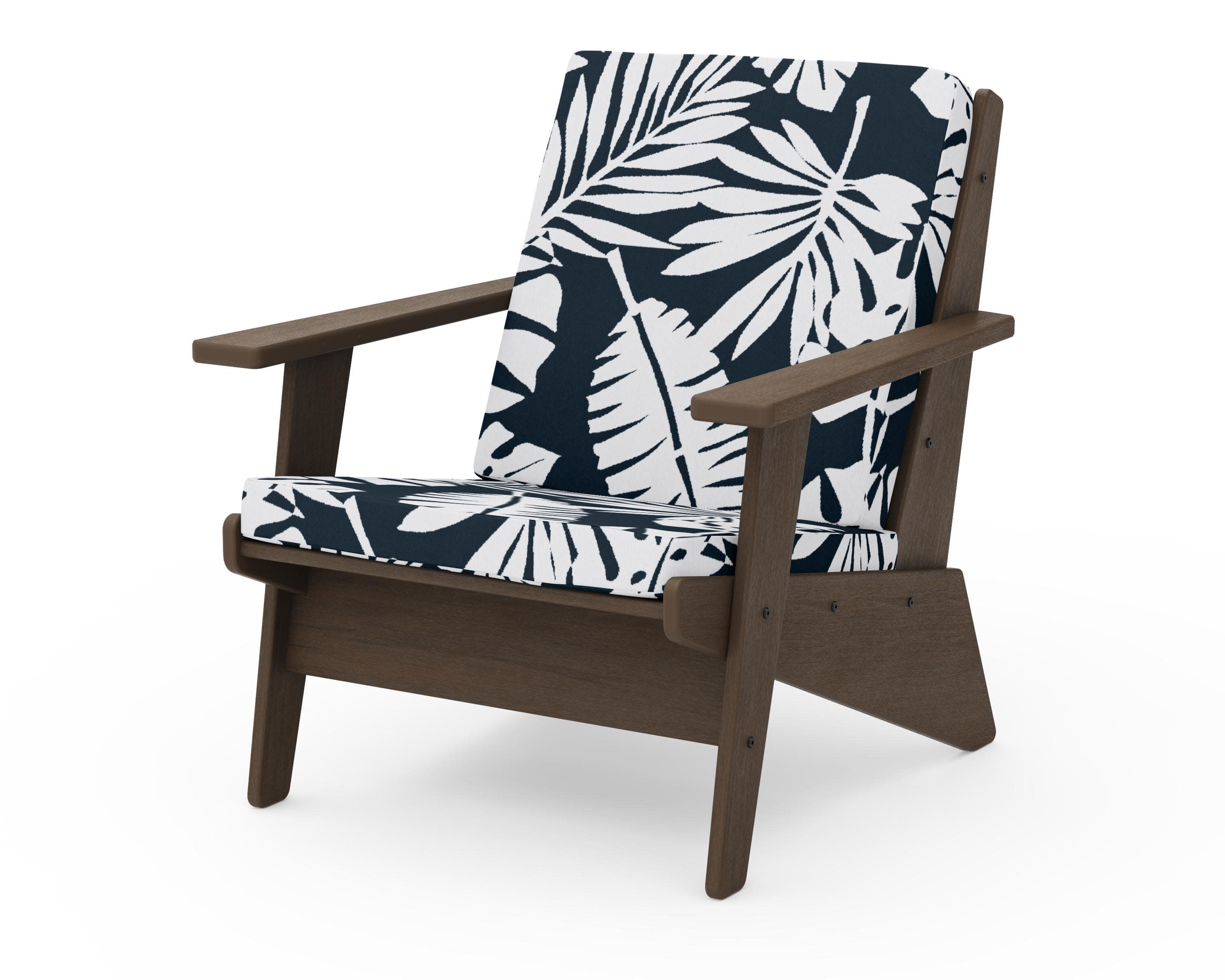 Riviera Modern Lounge Chair in Kona / Leaf Marine Indigo