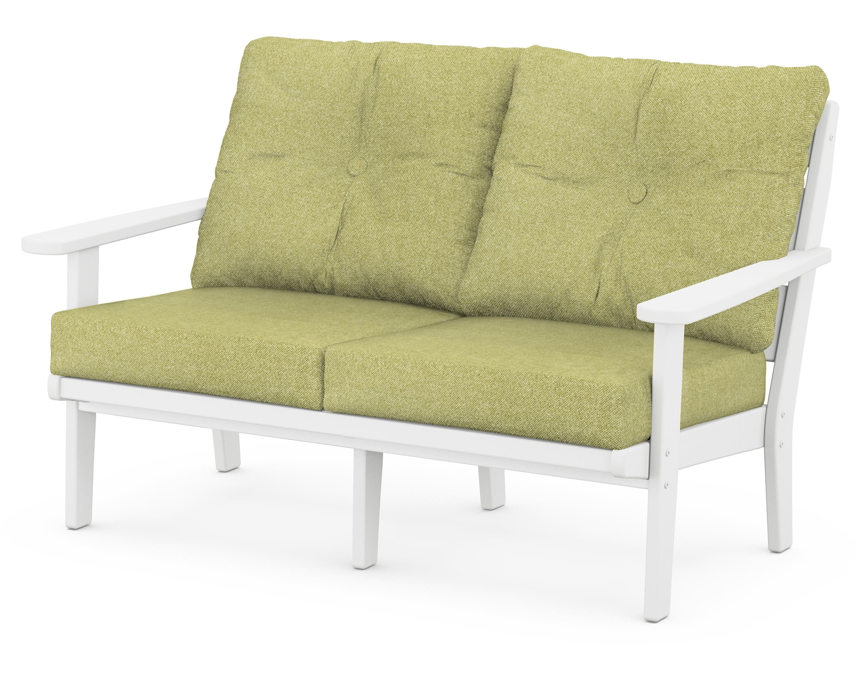 Lakeside Deep Seating Loveseat in White / Chartreuse Boucle