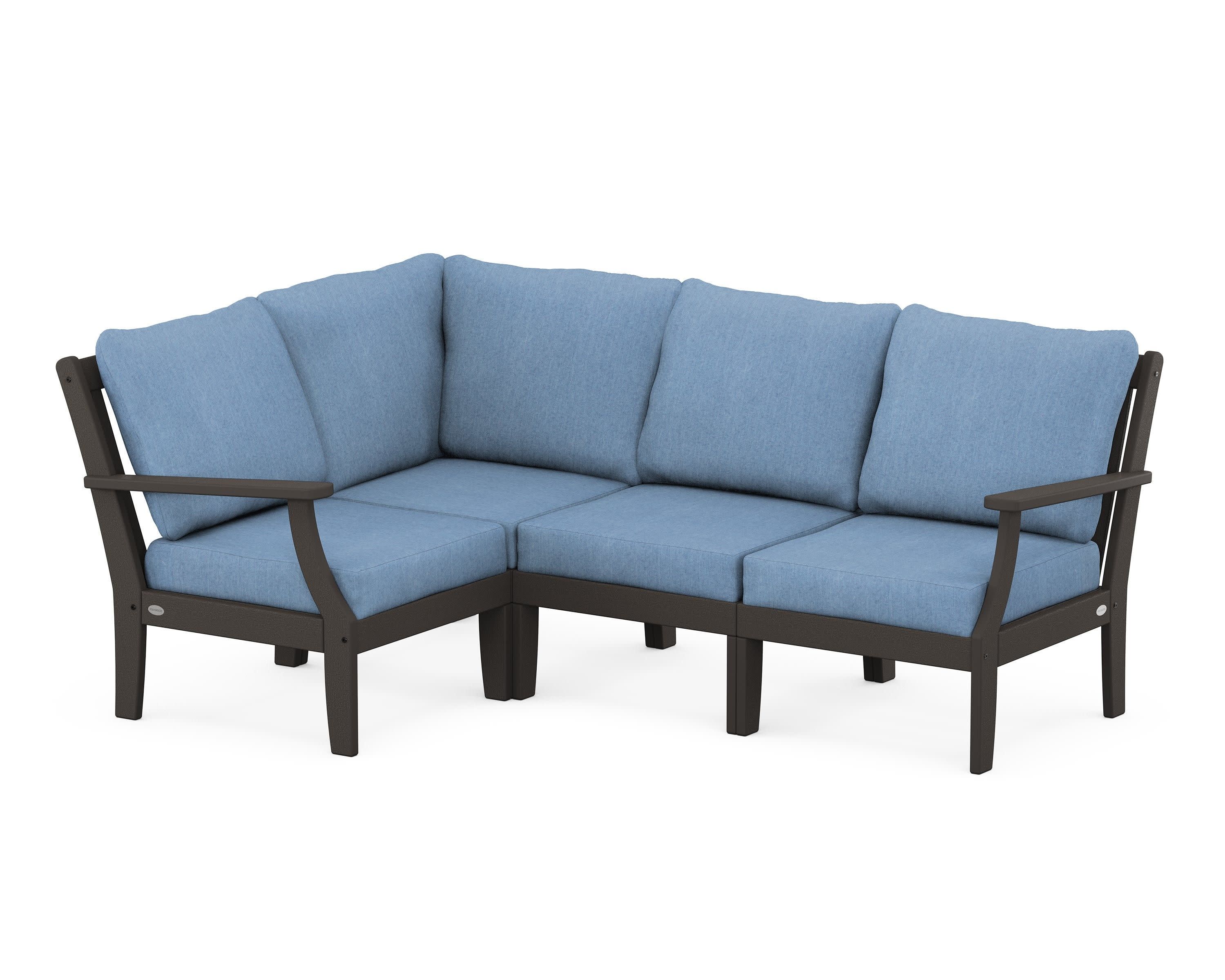 Braxton Modular 4-Piece Deep Seating Set in Vintage Coffee / Sky Blue