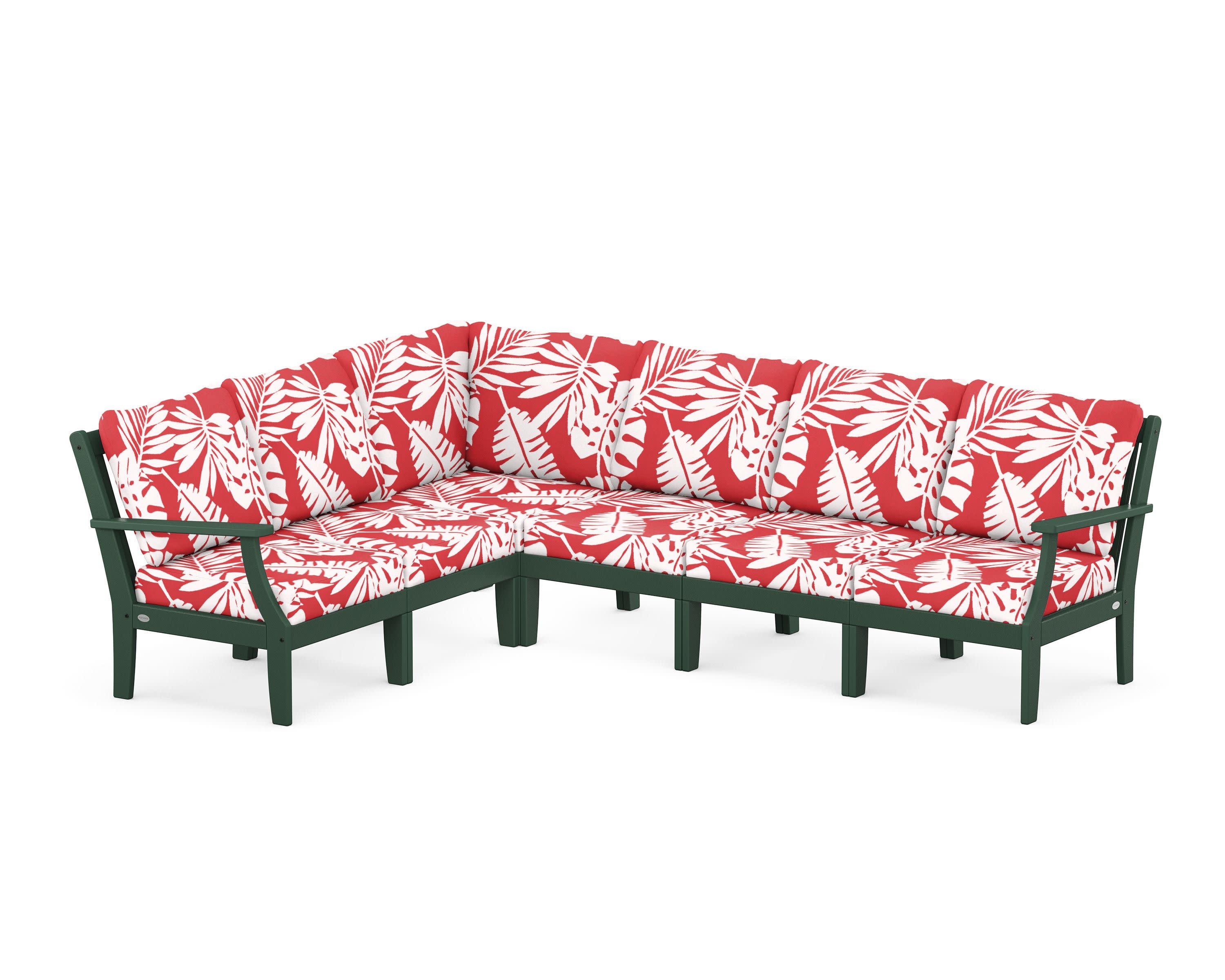 Braxton Modular 6-Piece Deep Seating Set in Green / Leaf Crimson