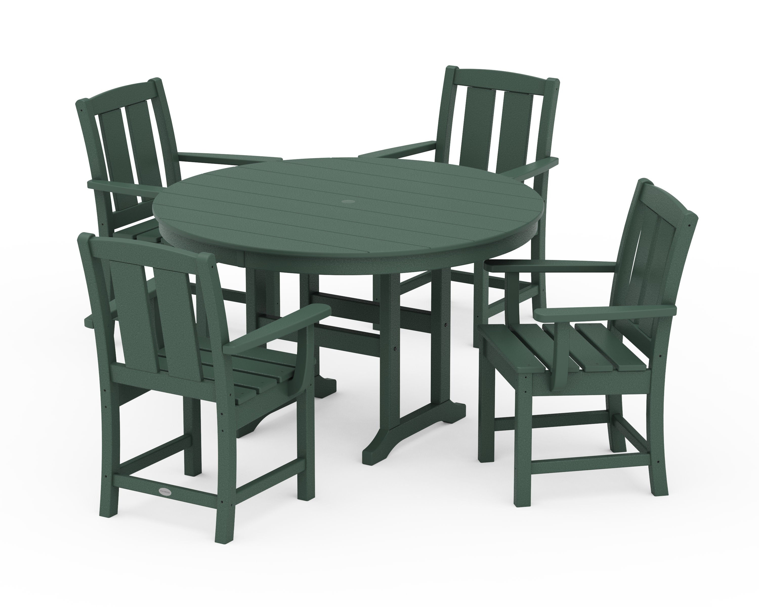 Mission 5-Piece Round Farmhouse Dining Set in Green