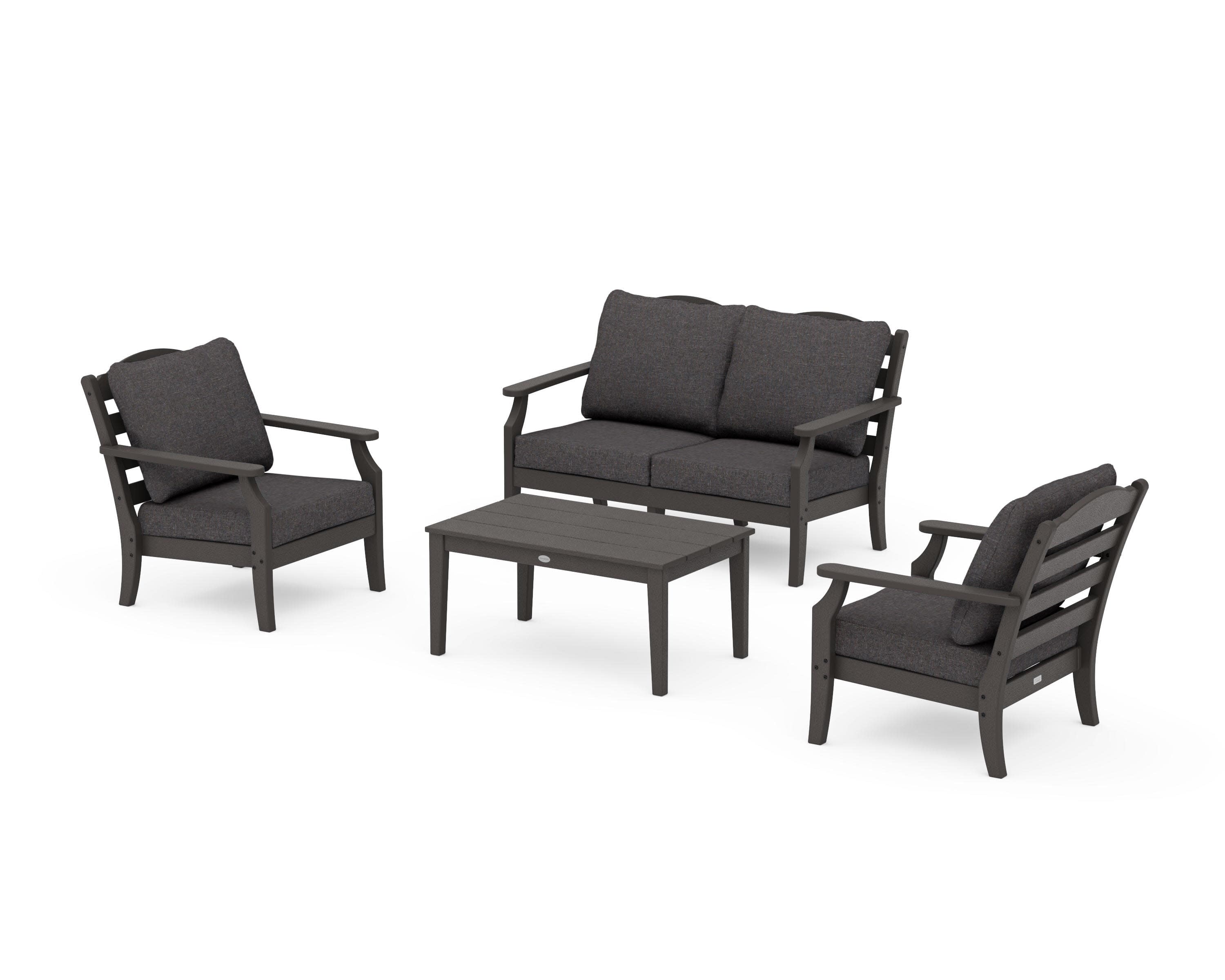 Savannah 4-Piece Deep Seating Set with Loveseat in Vintage Coffee / Ash Charcoal