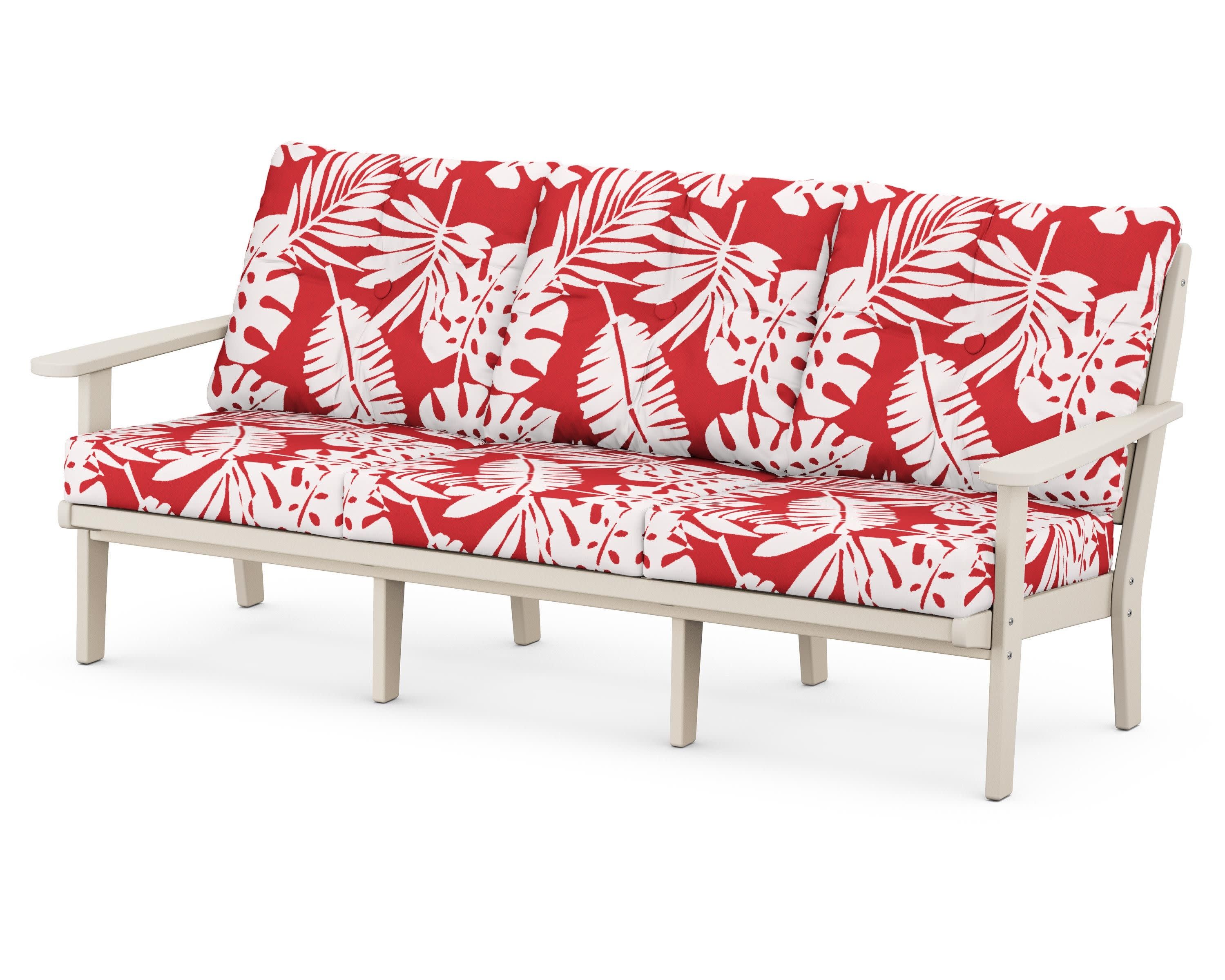 Lakeside Deep Seating Sofa in Sand / Leaf Crimson