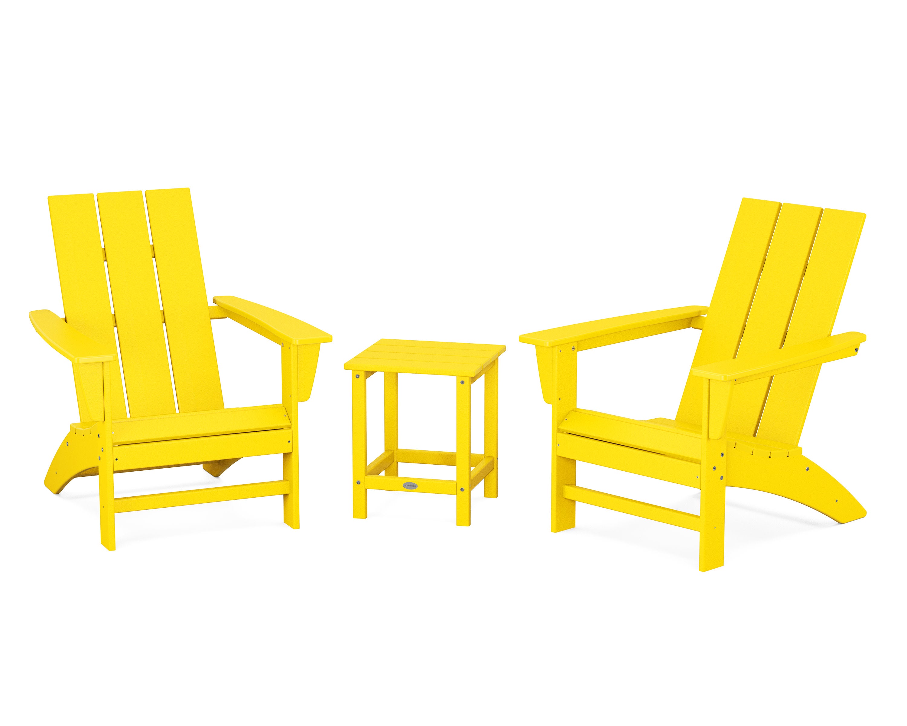 Modern 3-Piece Adirondack Set with Long Island 18" Side Table in Lemon