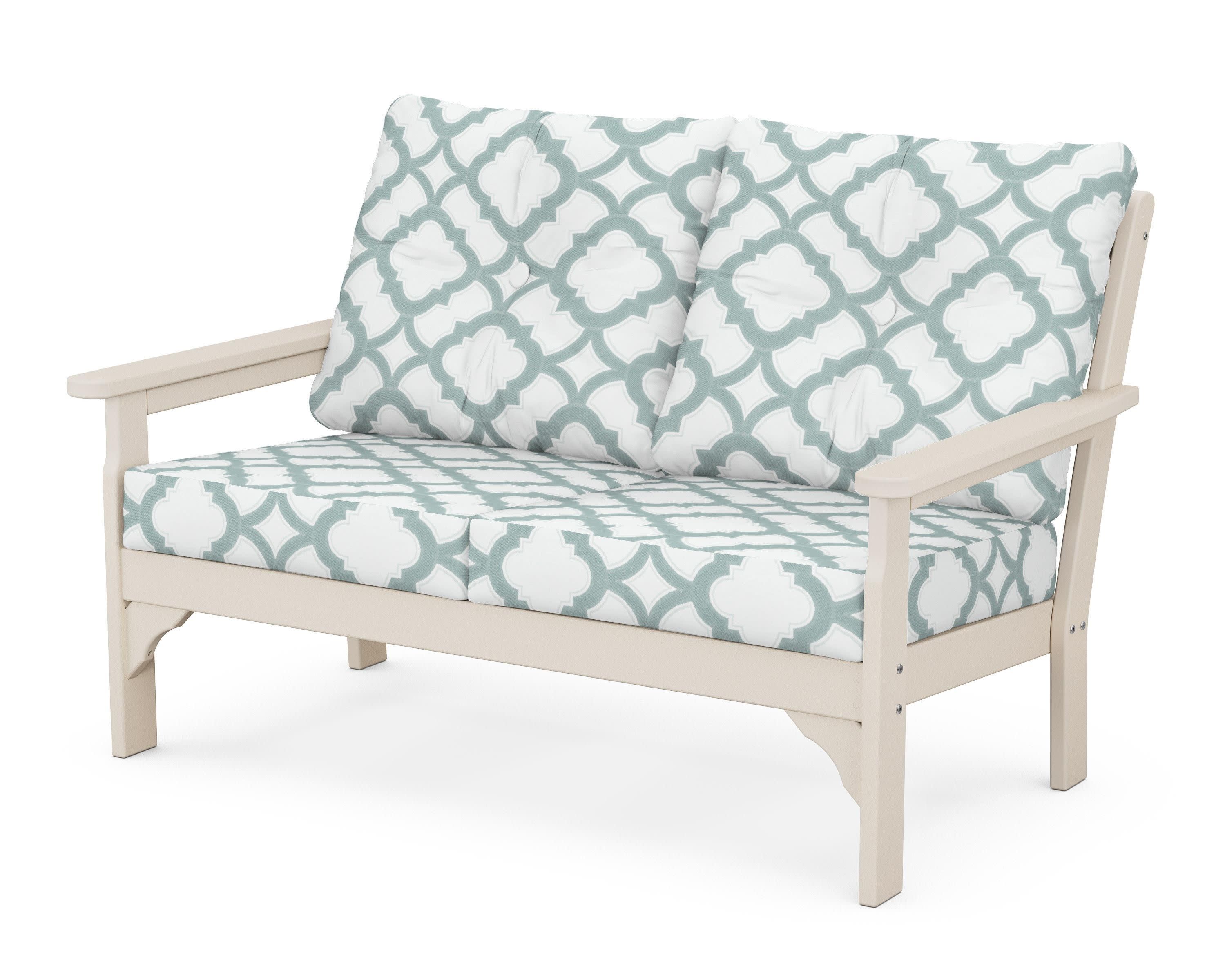 Vineyard Deep Seating Loveseat in Sand / Trellis Glacier Spa