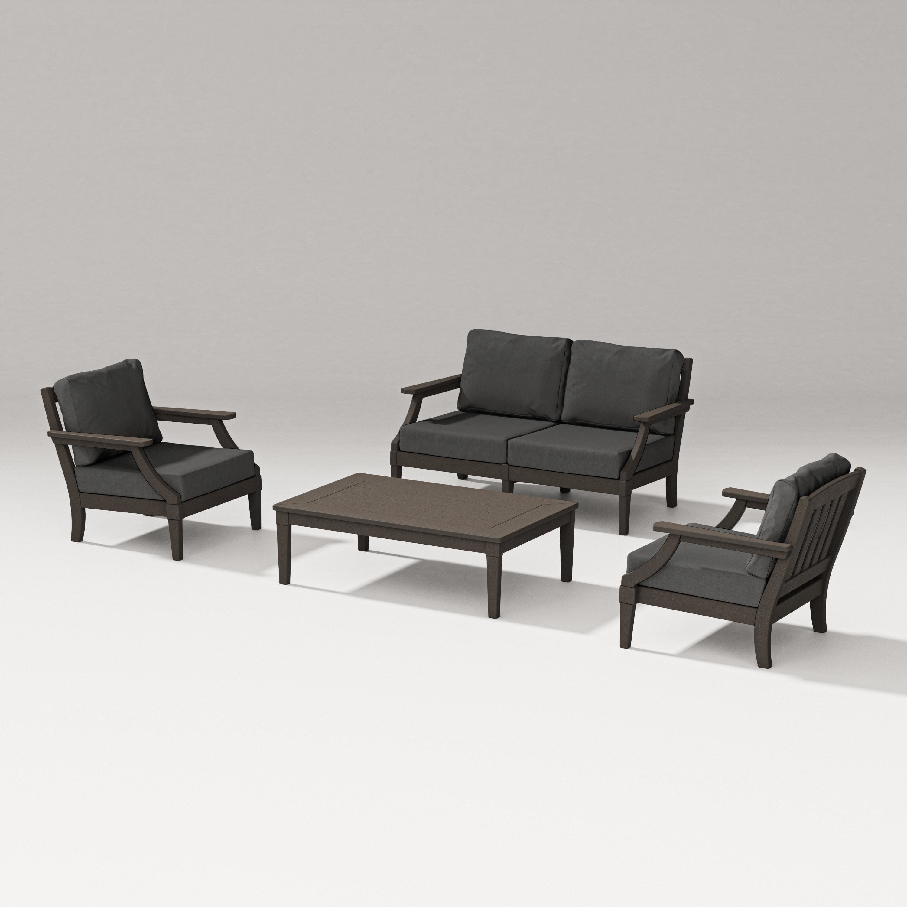 Estate Lounge 4-Piece Loveseat Set in Vintage Coffee / Spectrum Carbon