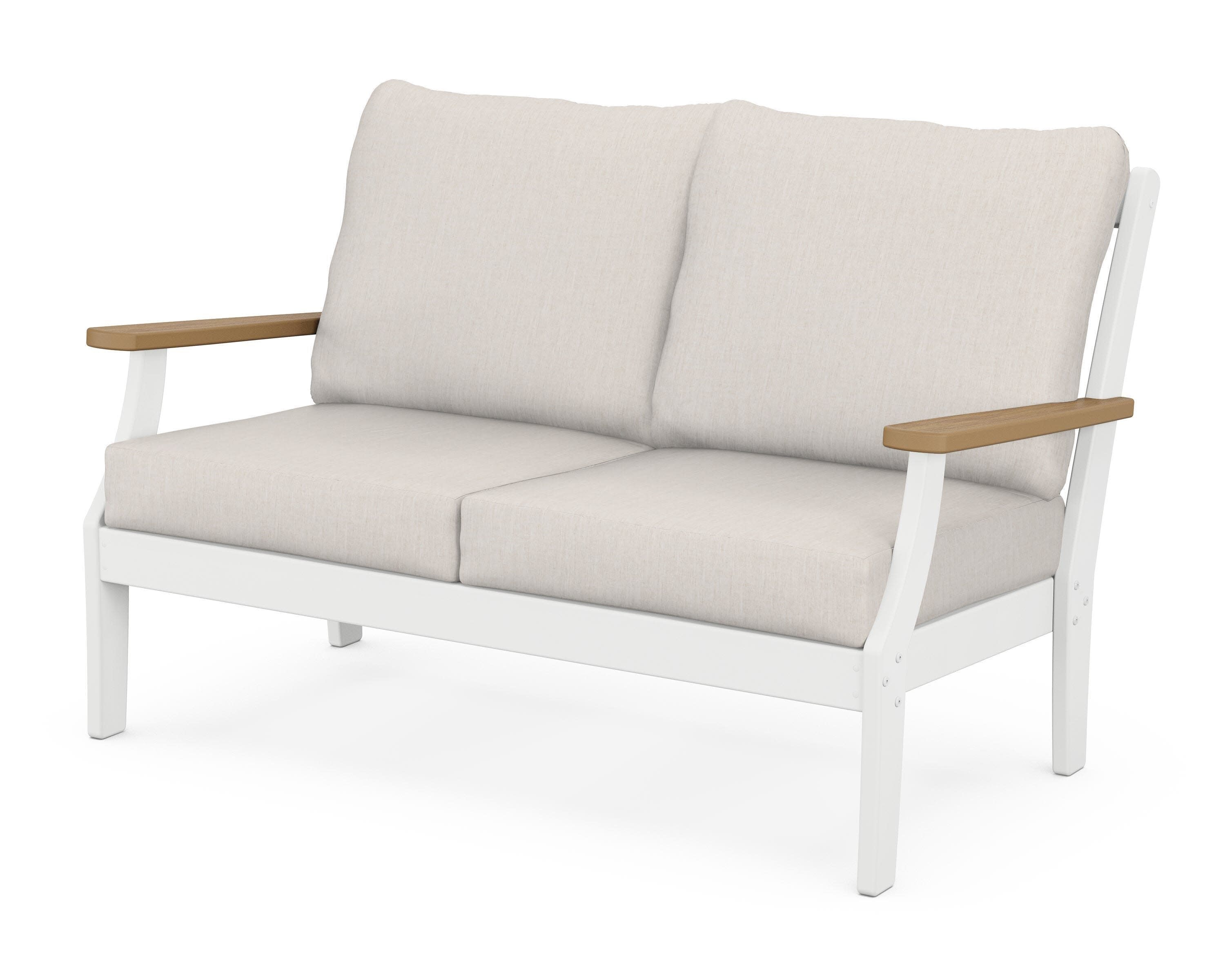 Braxton Deep Seating Loveseat in White / Natural / Cast Ash