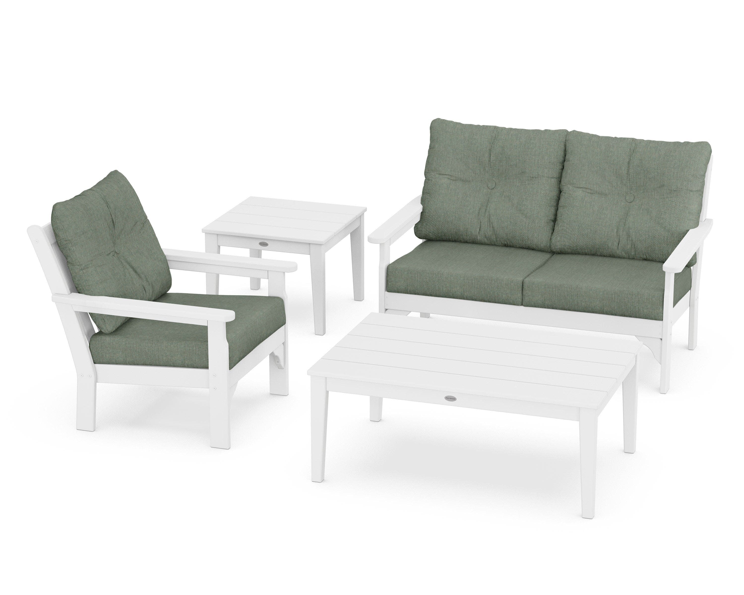 Vineyard 4-Piece Deep Seating Set in White / Cast Sage