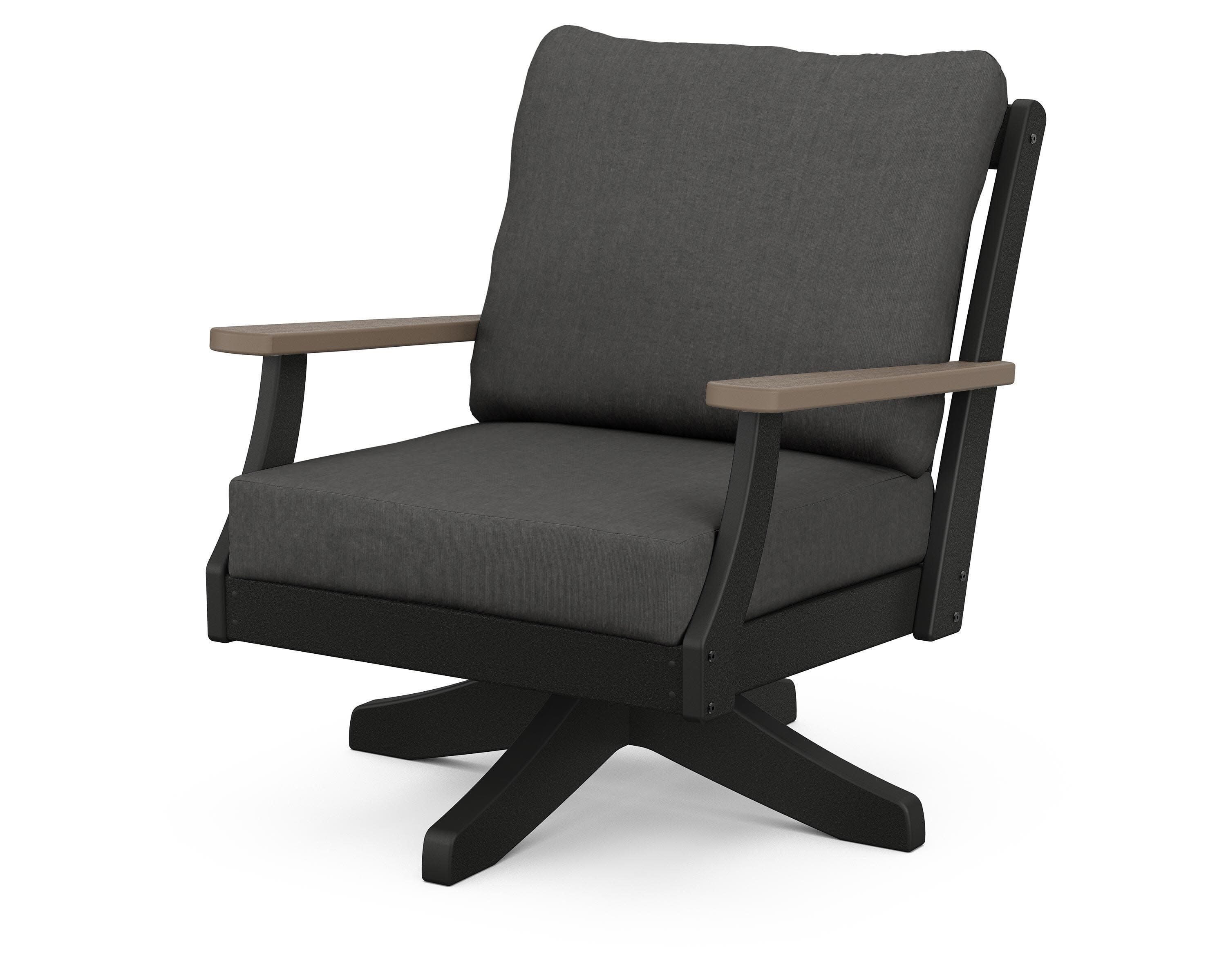 Braxton Deep Seating Swivel Chair in Black / Kona / Spectrum Carbon