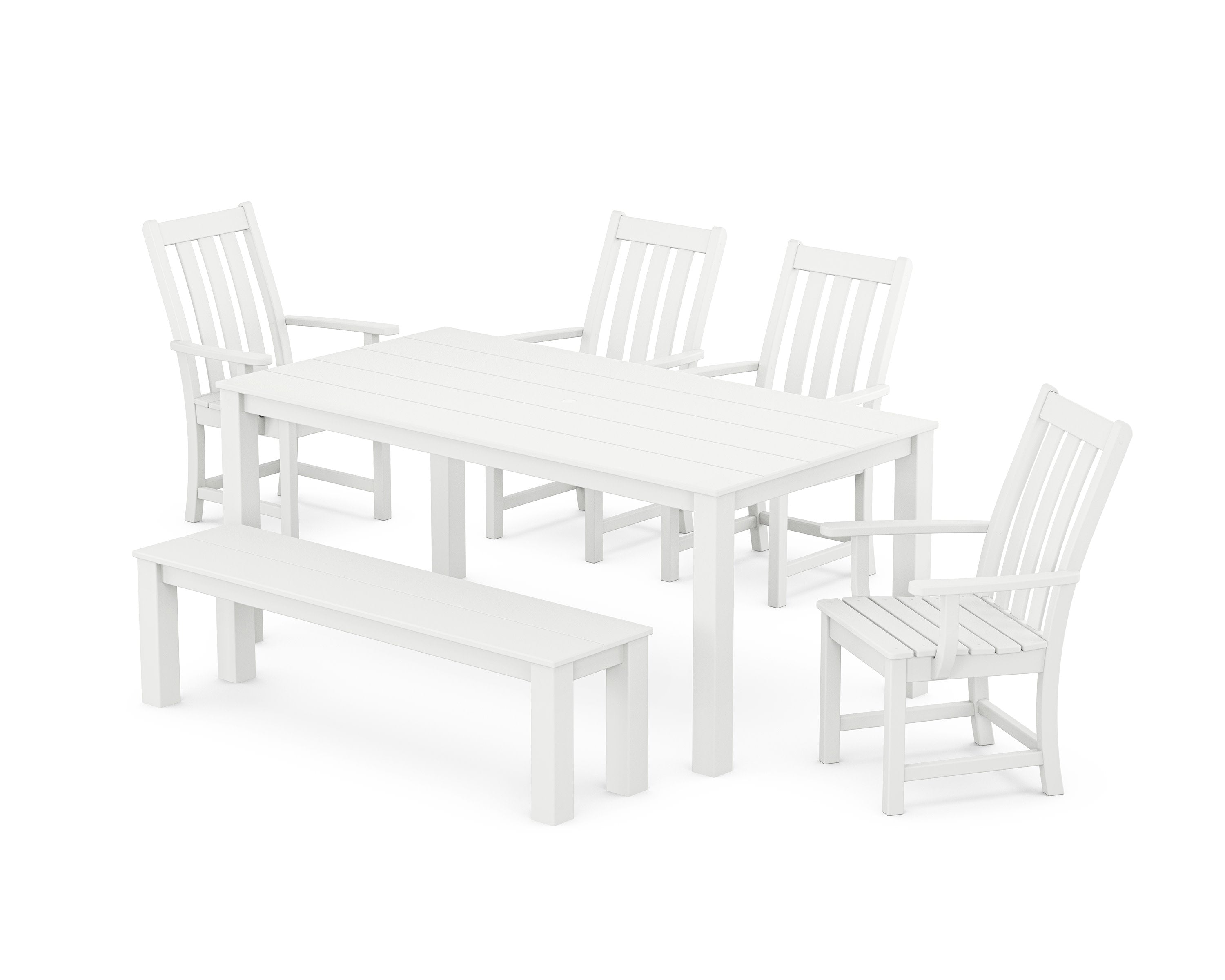 Vineyard 6-Piece Parsons Dining Set with Bench in White