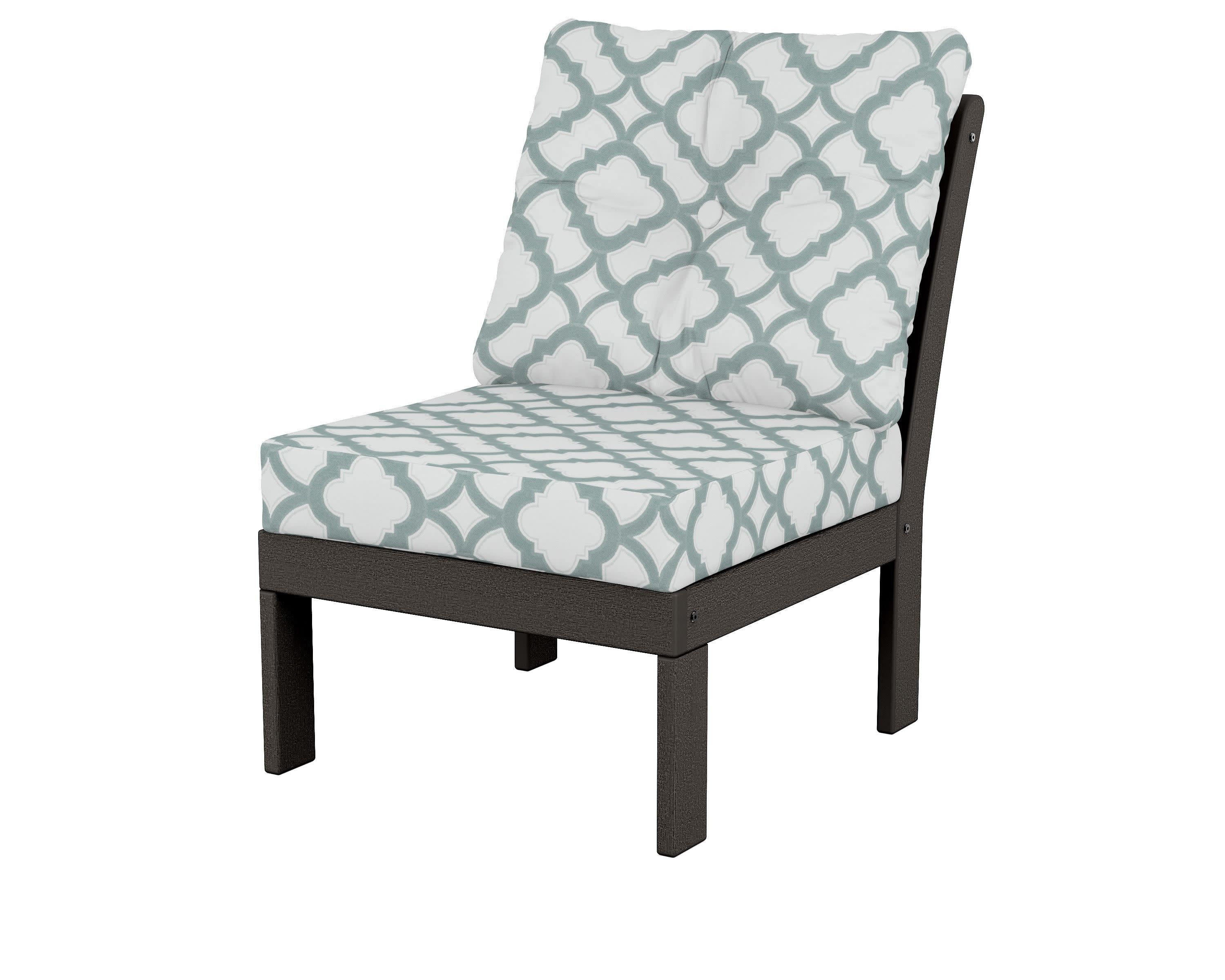 Vineyard Modular Armless Chair in Vintage Coffee / Trellis Glacier Spa