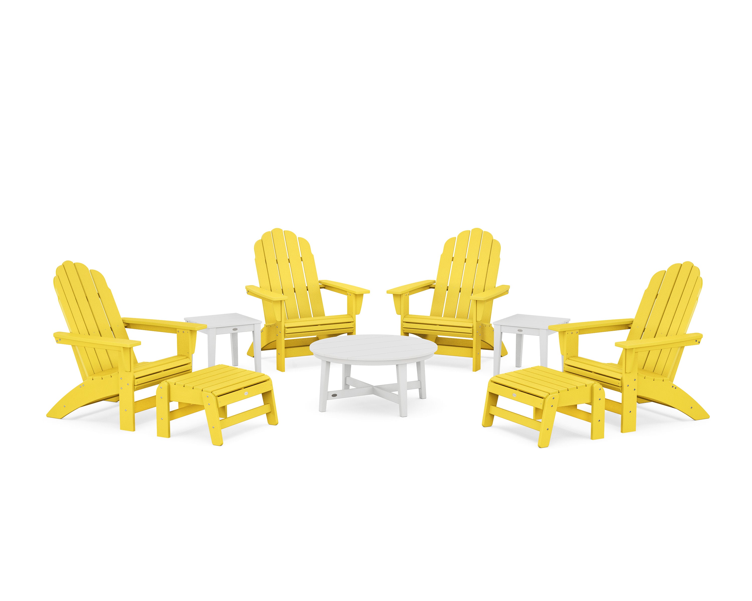 Vineyard Grand Adirondack 9-Piece Conversation Set in Lemon / White