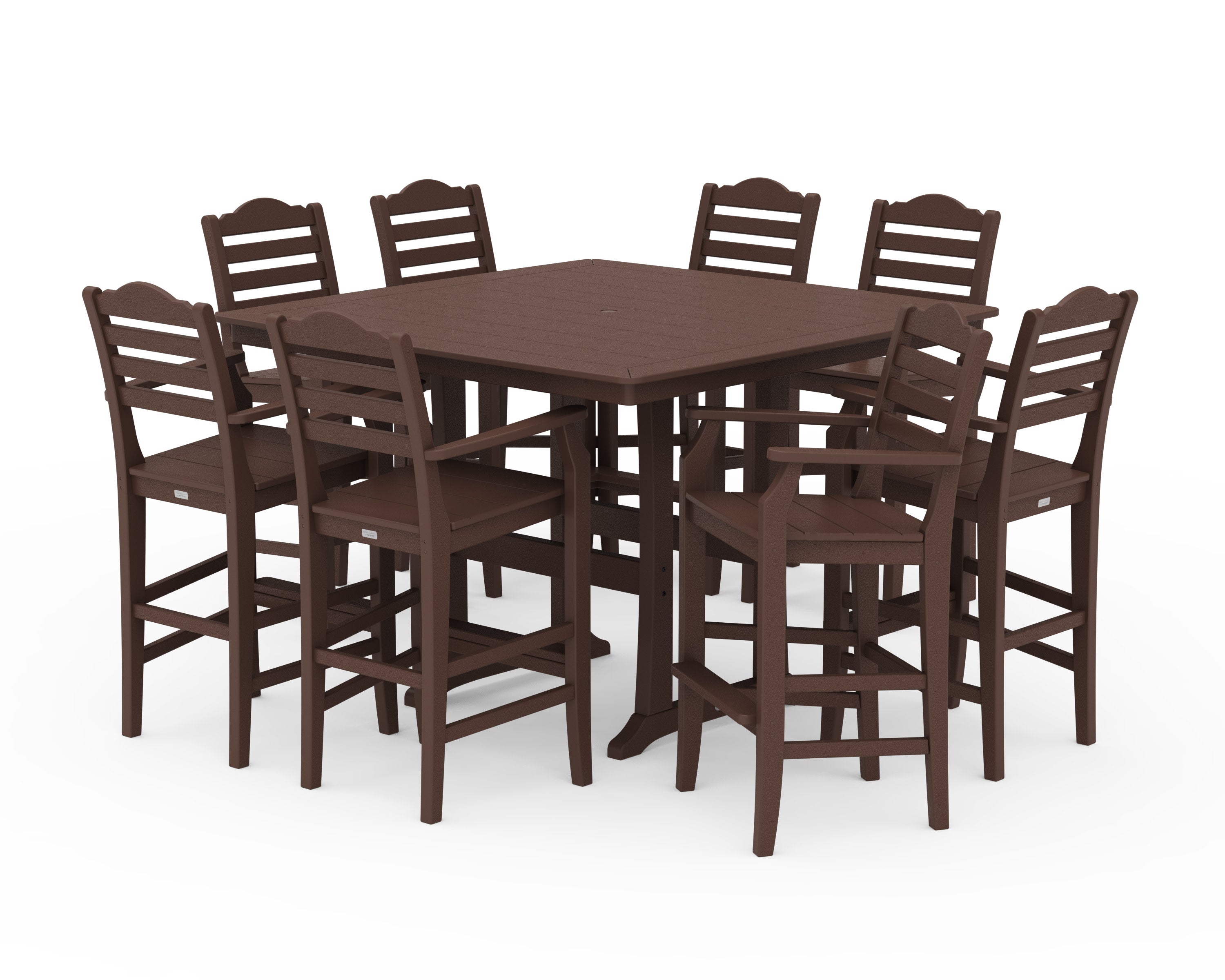 Savannah 9-Piece Square Bar Set with Trestle Legs in Mahogany