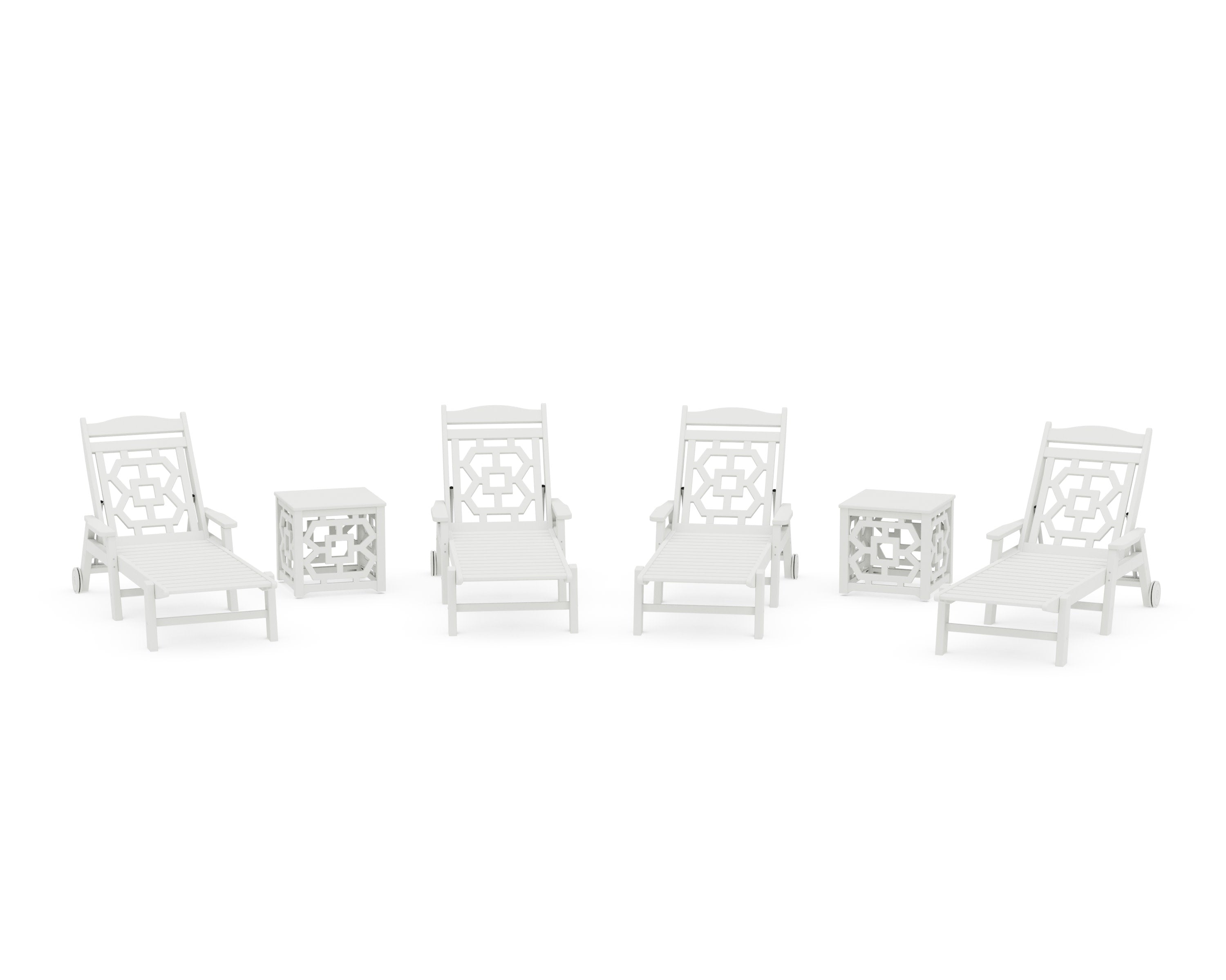 Chinoiserie 6-Piece Chaise Set in Vintage White