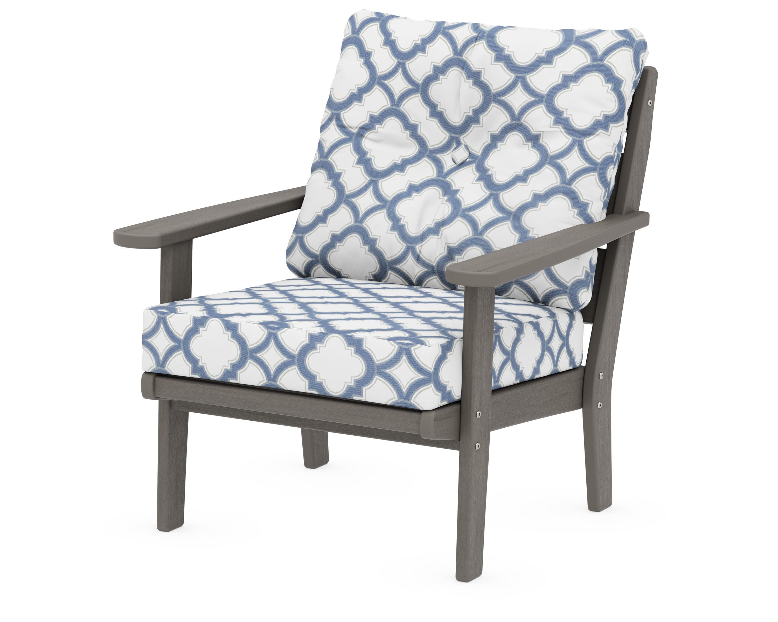 Lakeside Deep Seating Chair in Driftwood / Trellis Sky Blue