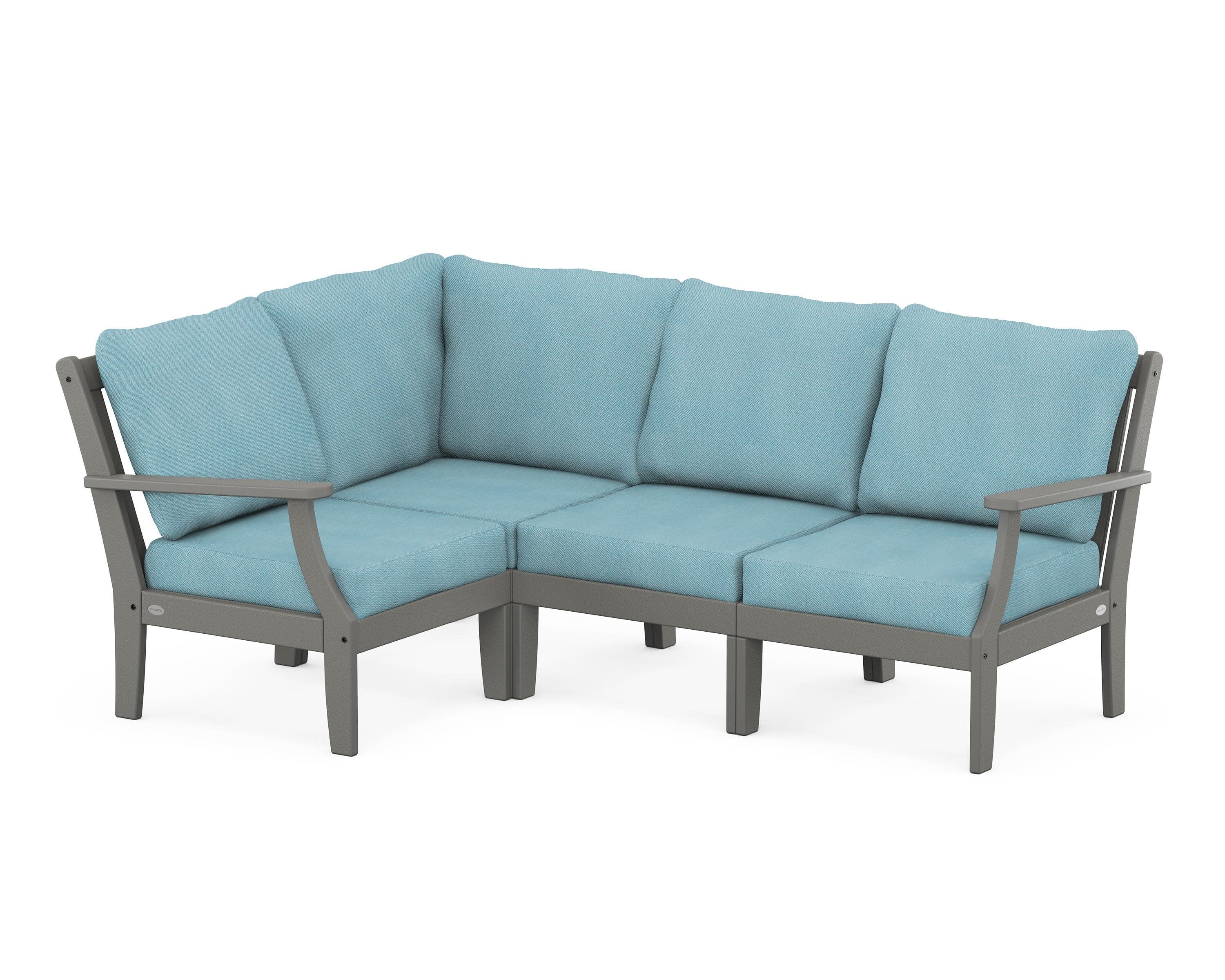 Braxton Modular 4-Piece Deep Seating Set in Slate Grey / Lattice Sky Blue