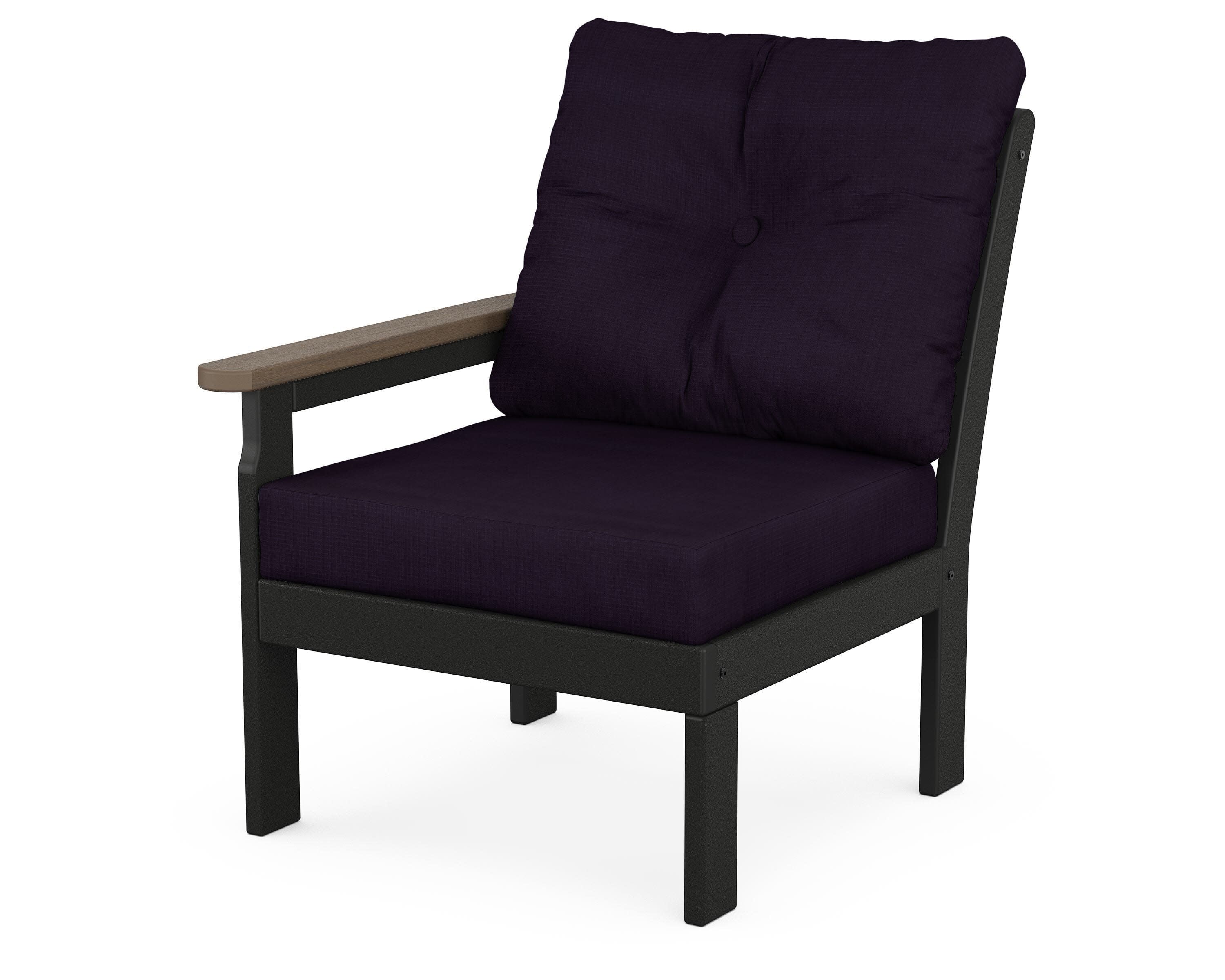Vineyard Modular Left Arm Chair in Black / Kona / Navy Linen