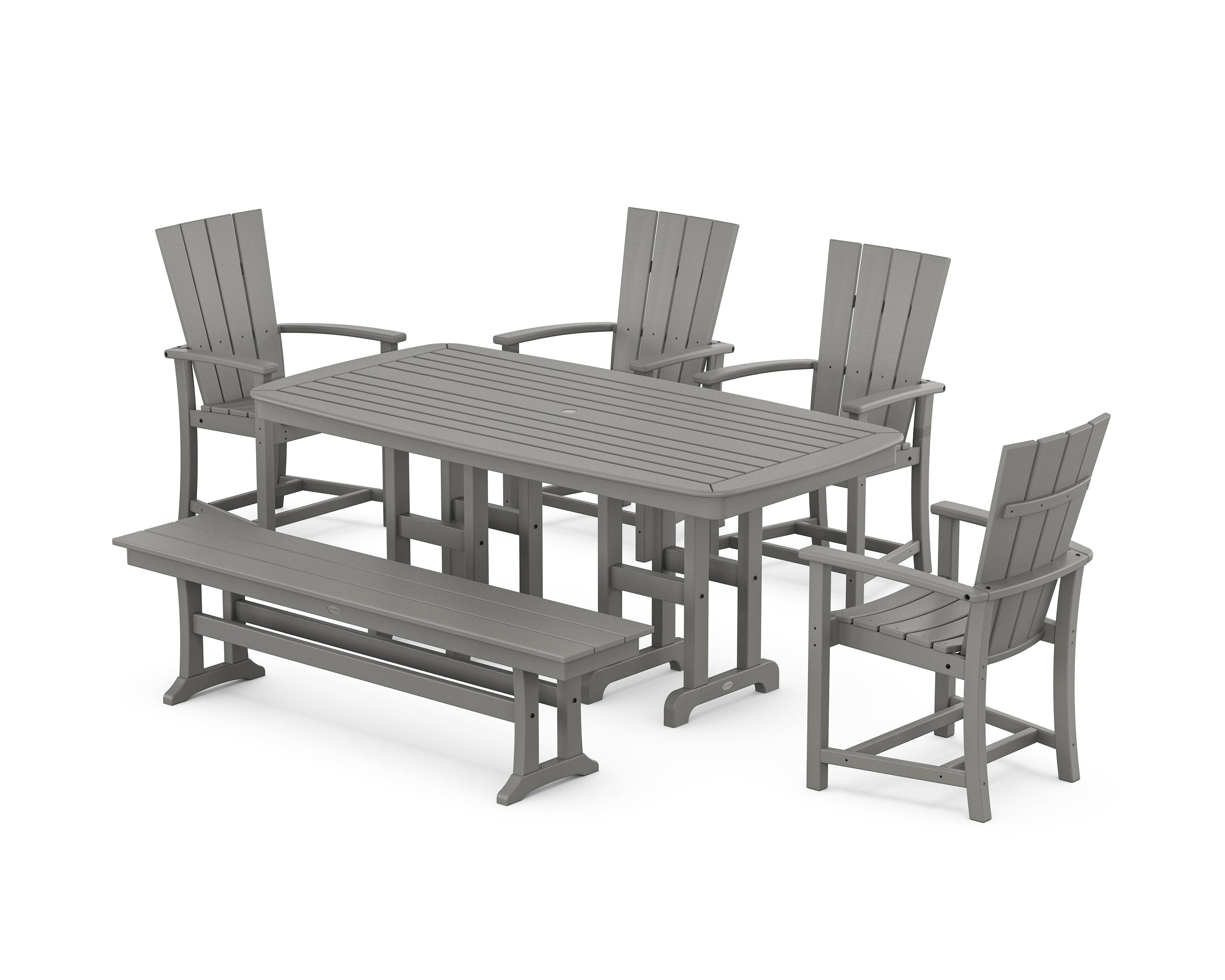 Quattro 6-Piece Dining Set with Bench in Slate Grey