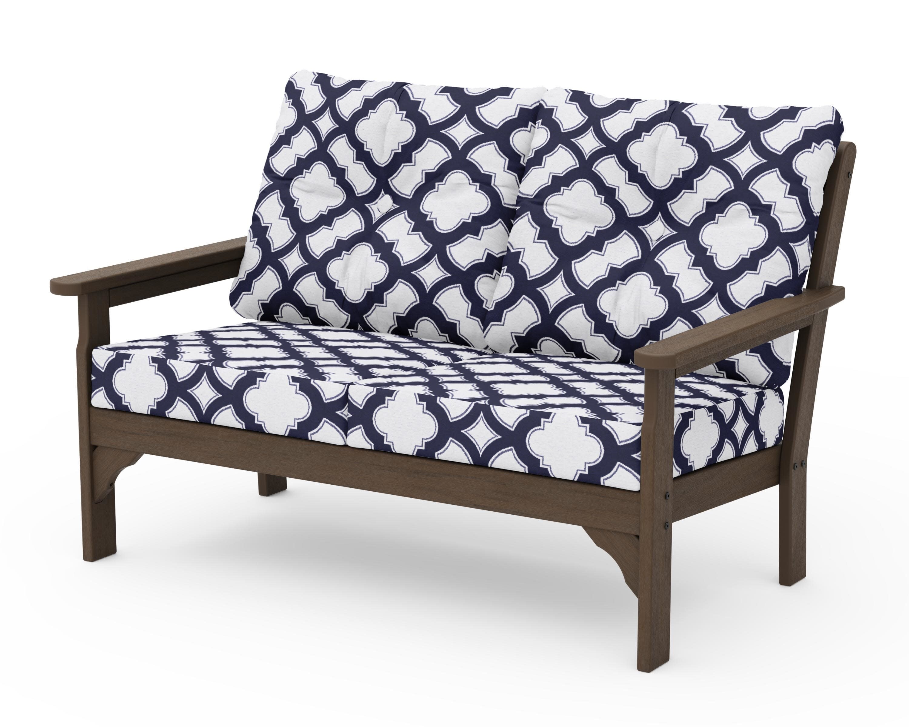 Vineyard Deep Seating Loveseat in Kona / Trellis Navy