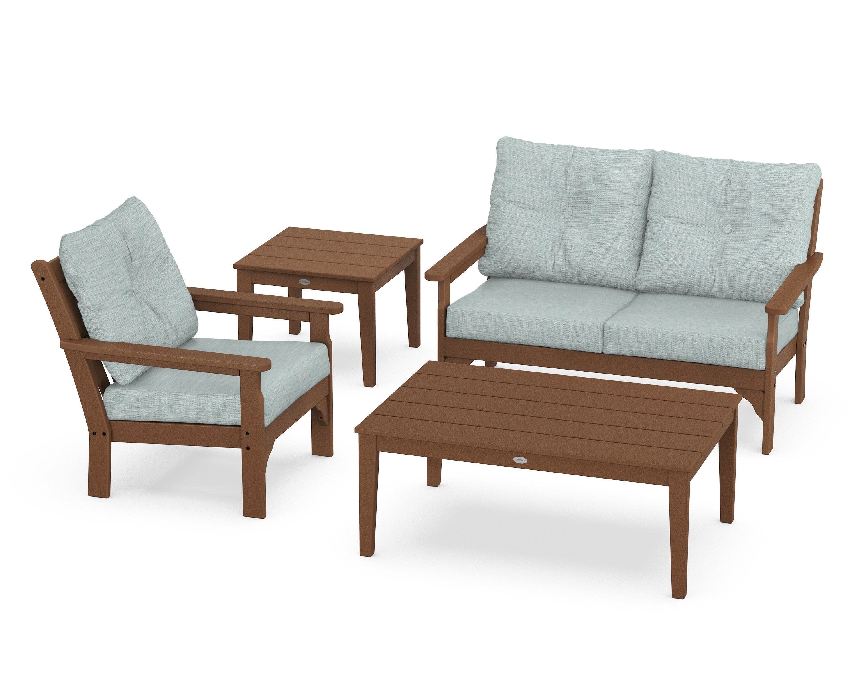 Vineyard 4-Piece Deep Seating Set in Teak / Soothe Mist