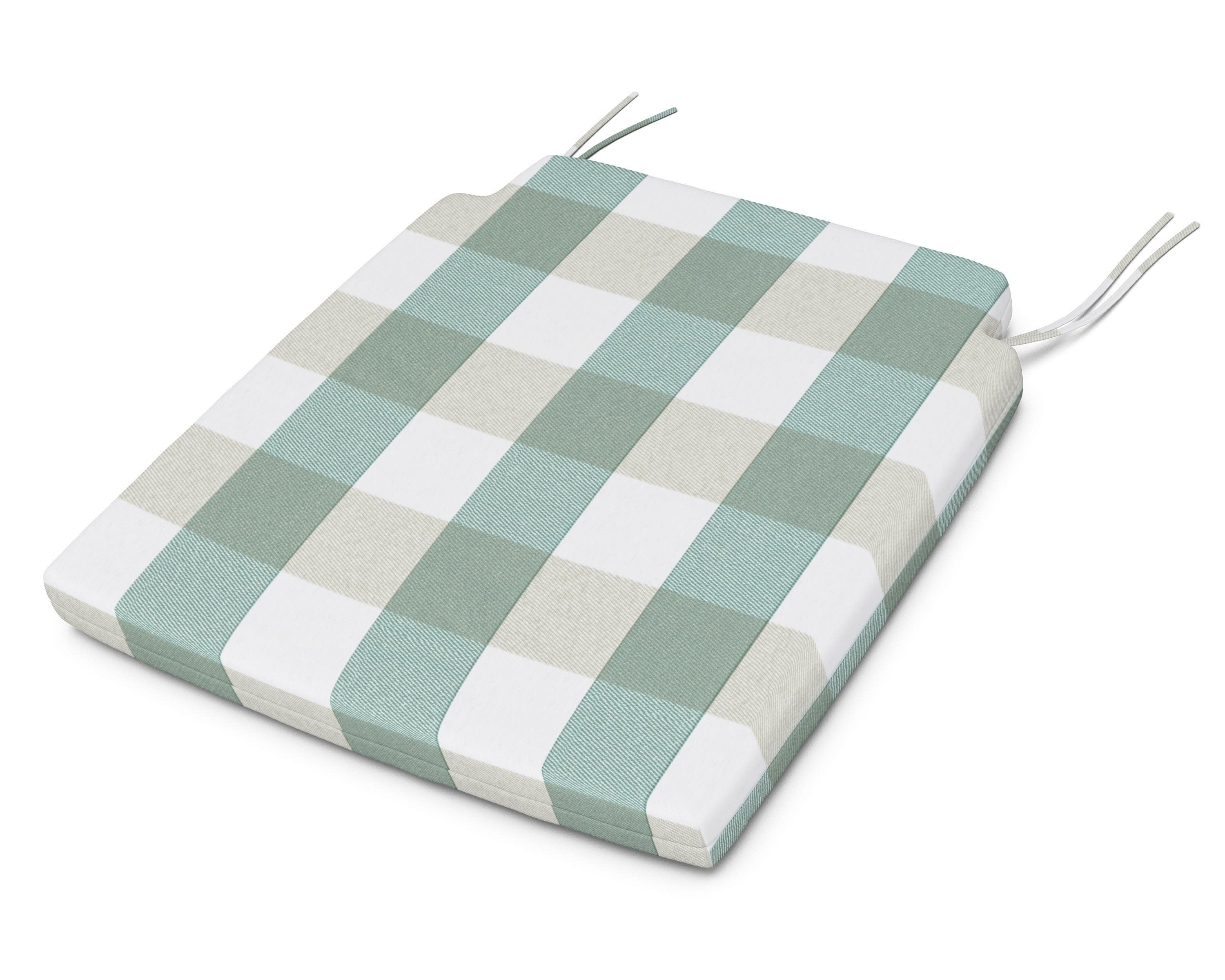 Savannah Dining Seat Pad in Buffalo Plaid Glacier Spa