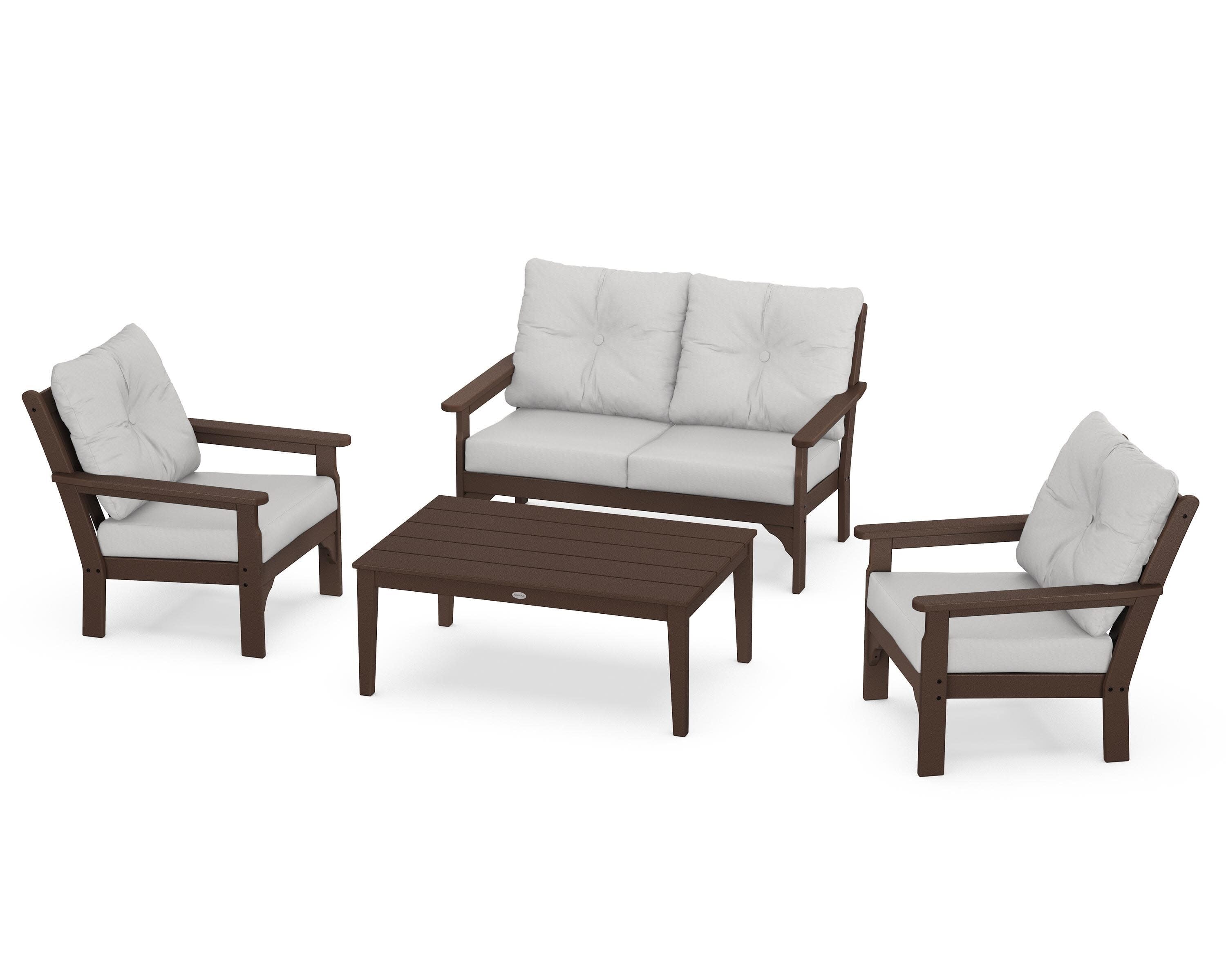 Vineyard 4-Piece Deep Seating Set in Mahogany / Diamond in the Rough