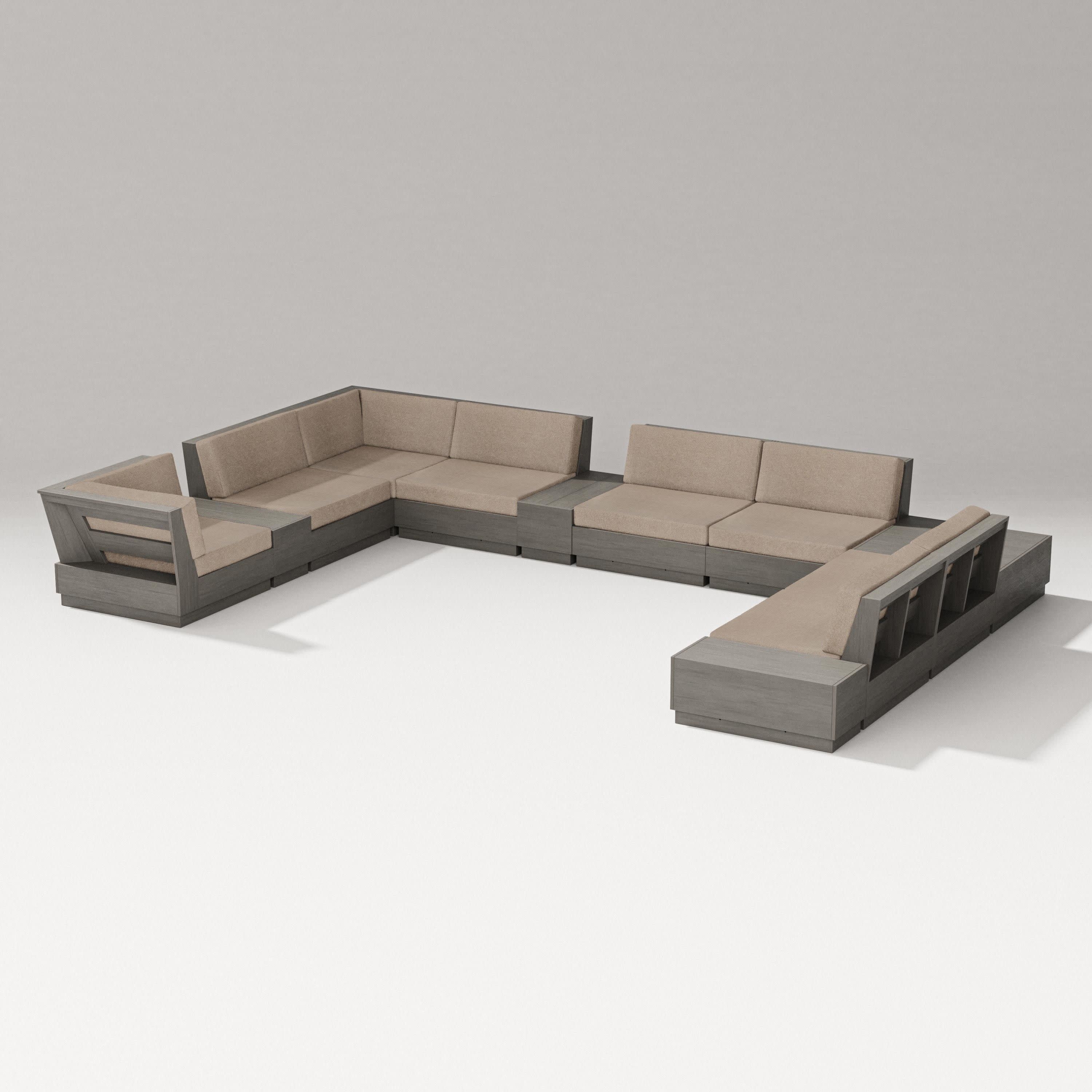 Elevate 12-Piece Conversation Sectional Set in Driftwood / Spiced Burlap