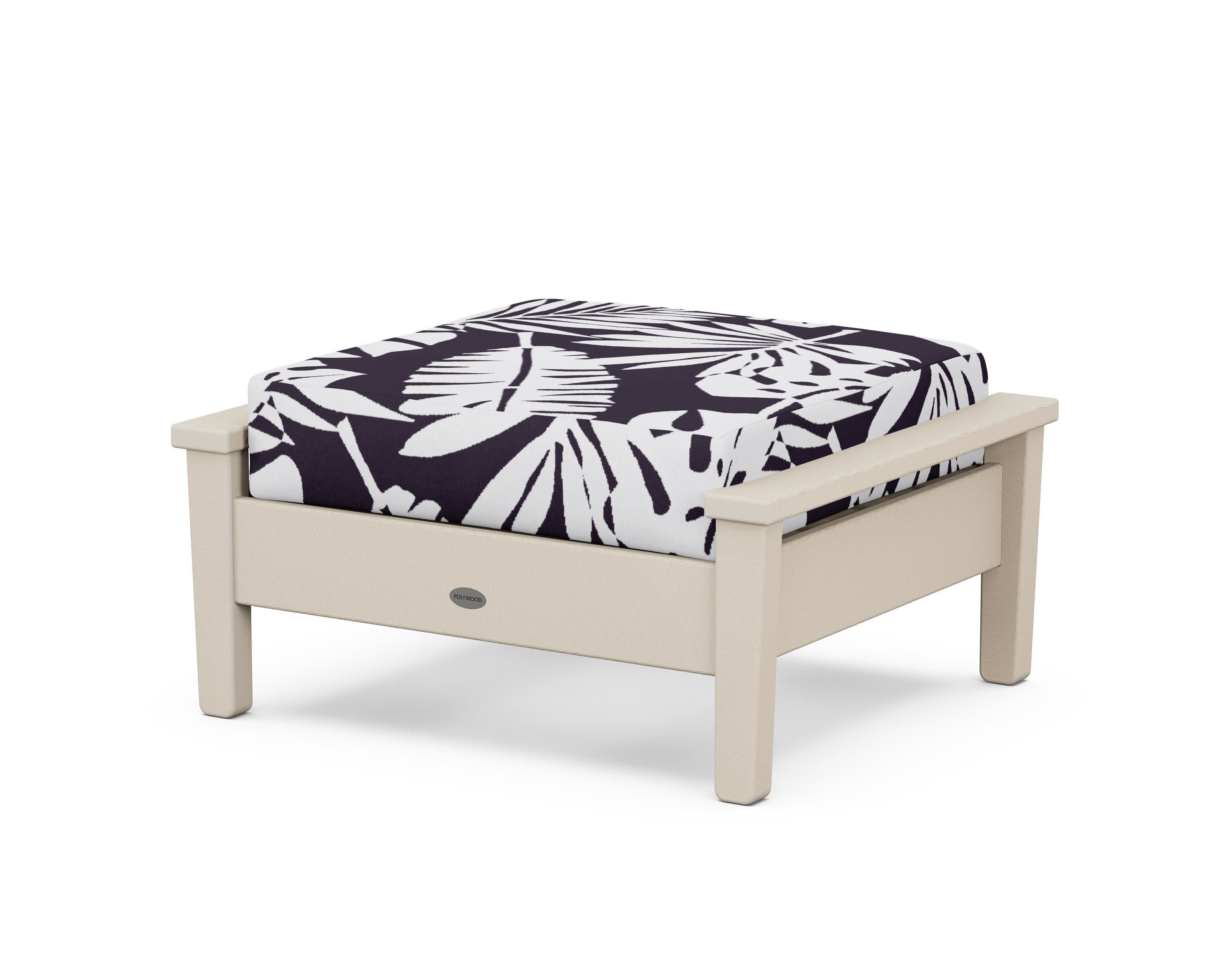 Prescott Deep Seating Ottoman in Sand / Leaf Navy