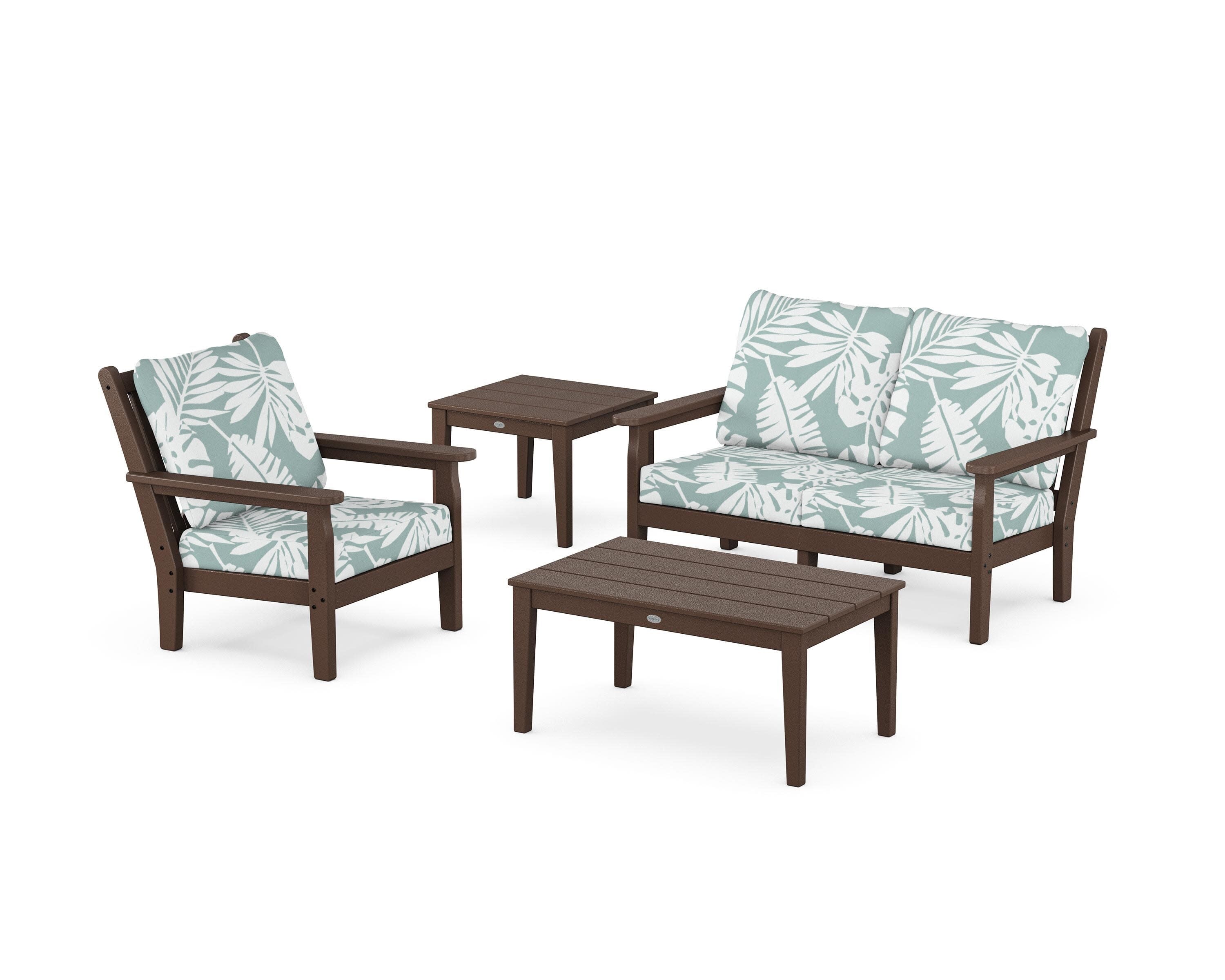 Chippendale 4-Piece Deep Seating Set in Mahogany / Leaf Glacier Spa