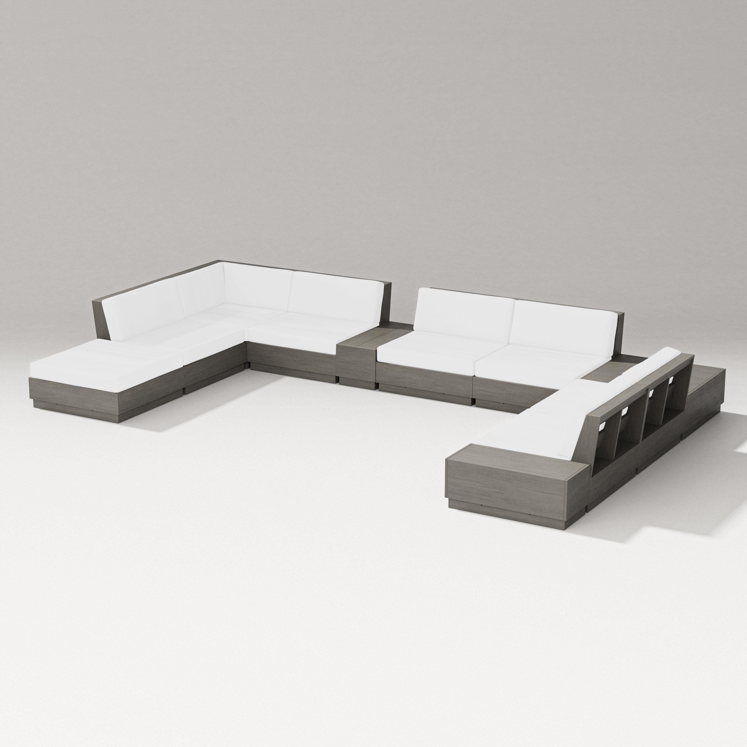 Elevate 11-Piece Conversation Sectional Set in Driftwood / Natural
