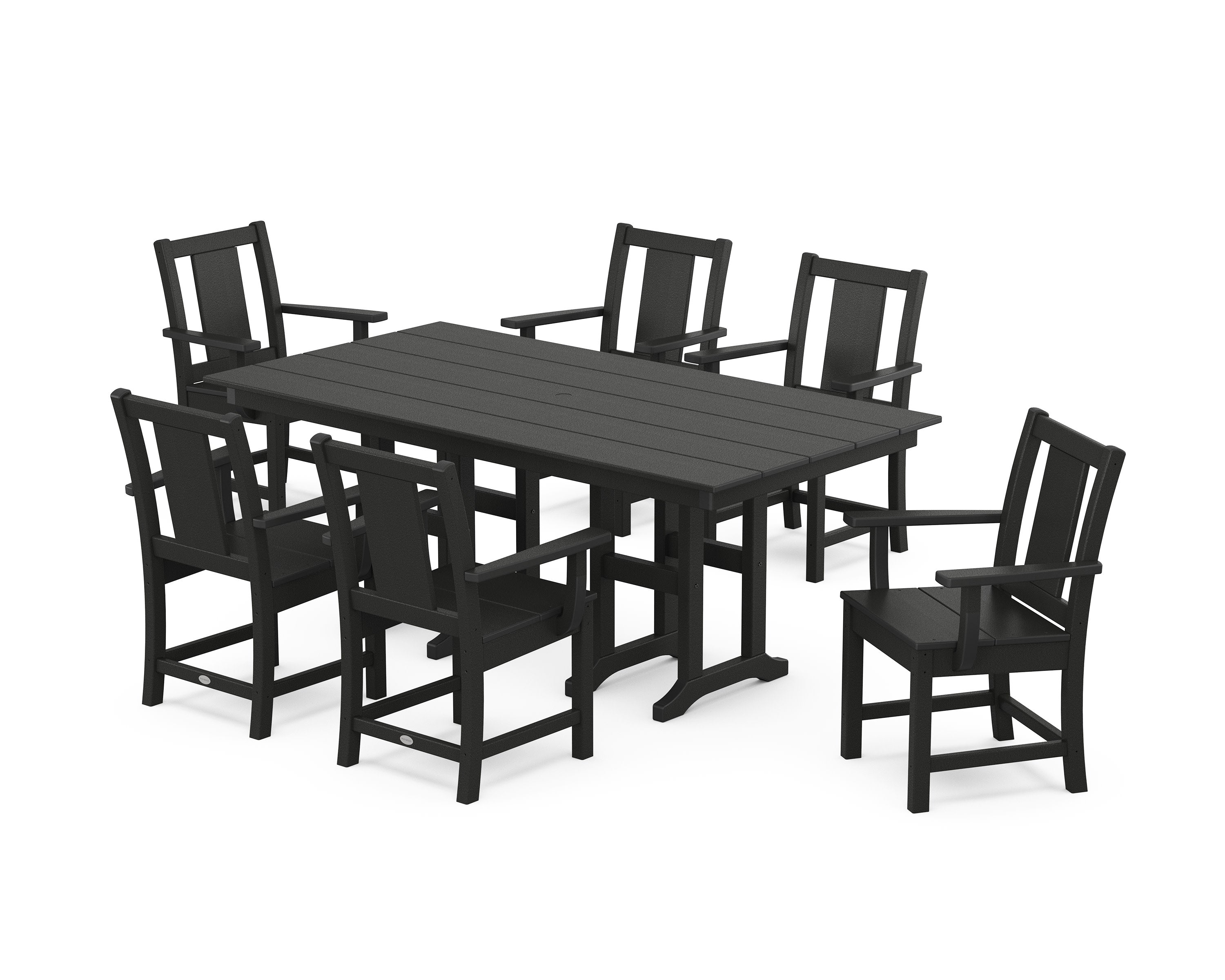 Prairie Arm Chair 7-Piece Farmhouse Dining Set in Black