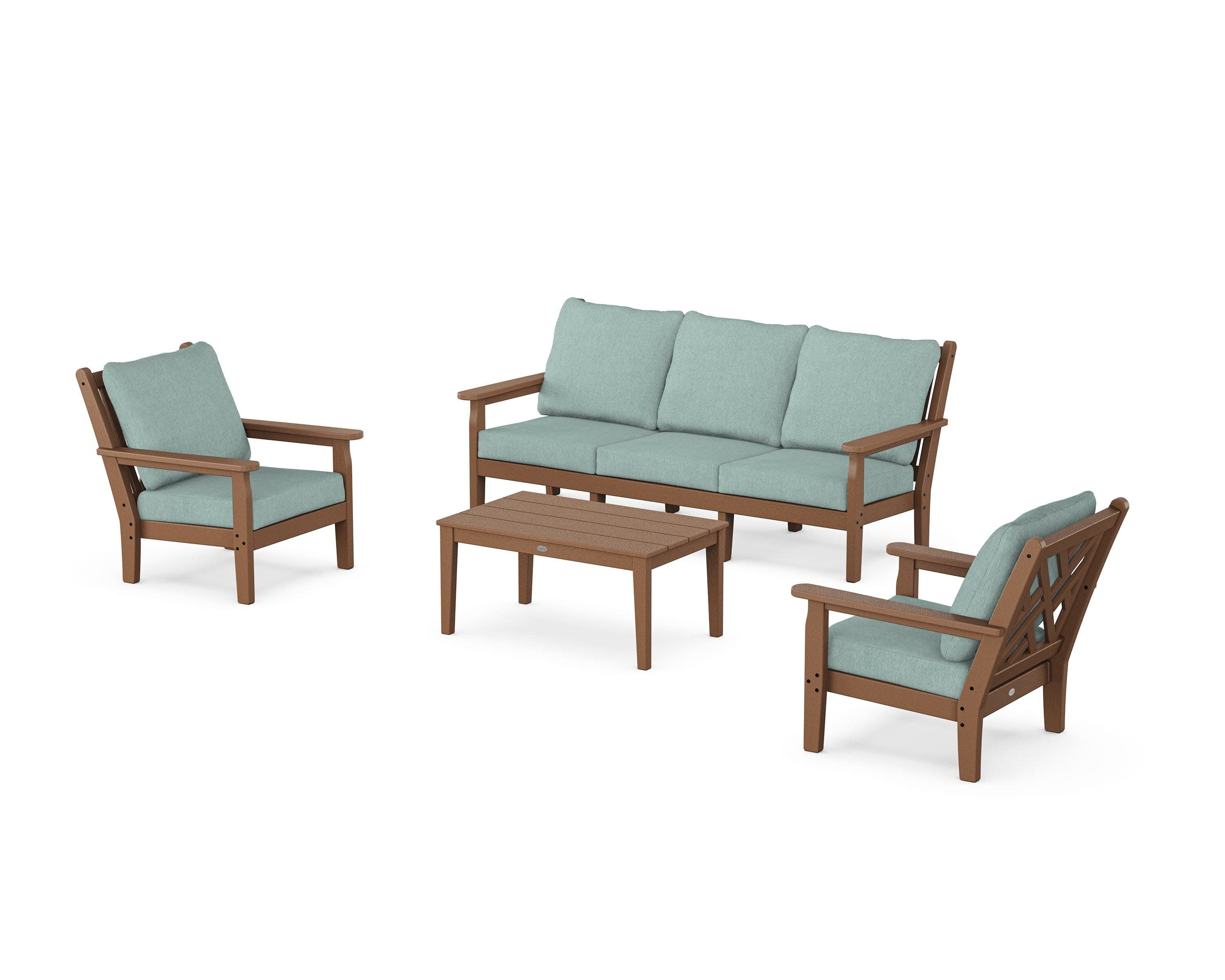 Chippendale 4-Piece Deep Seating Set with Sofa in Teak / Glacier Spa